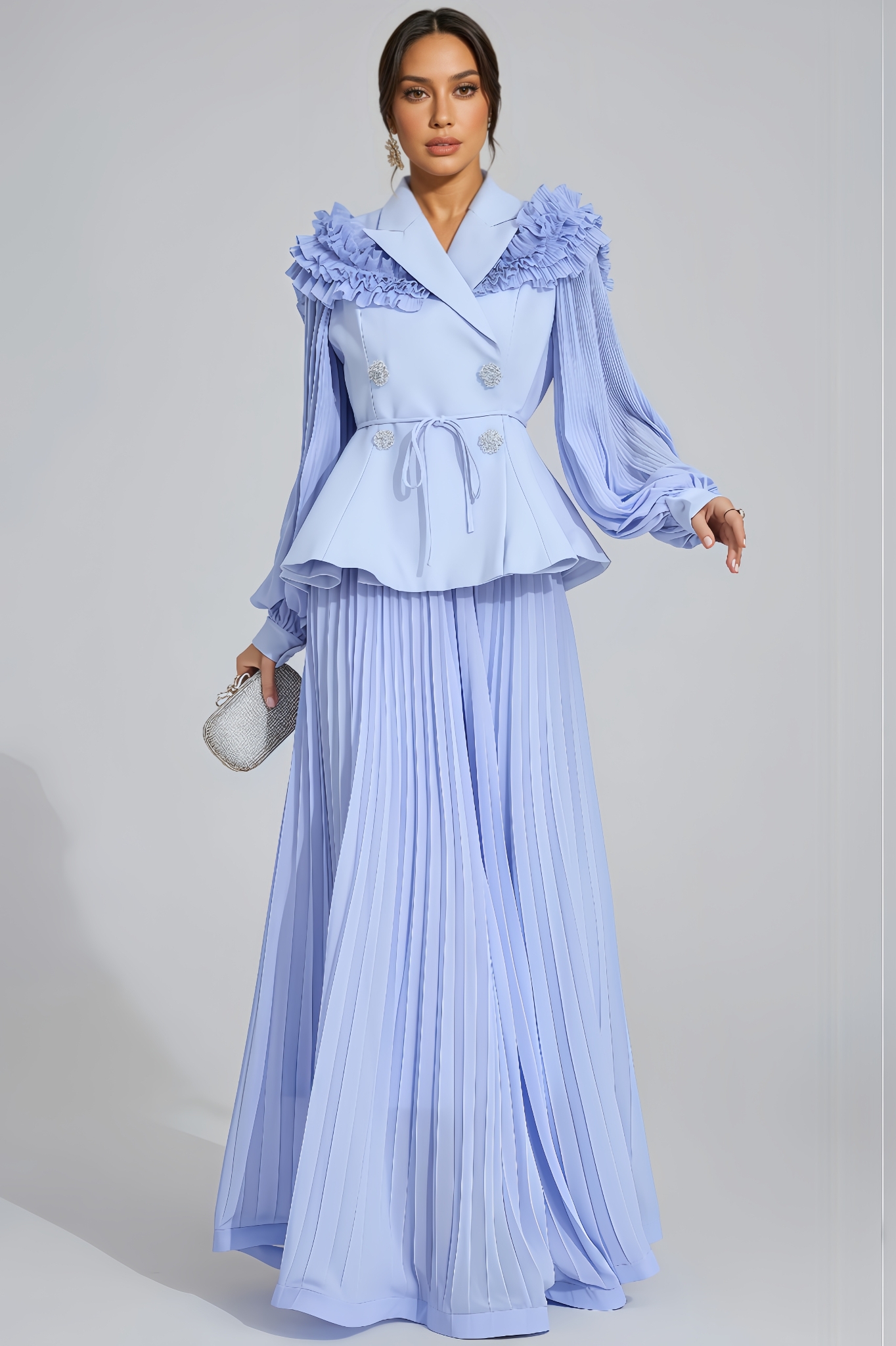 Thalk Blue Flounce Two-Piece Set