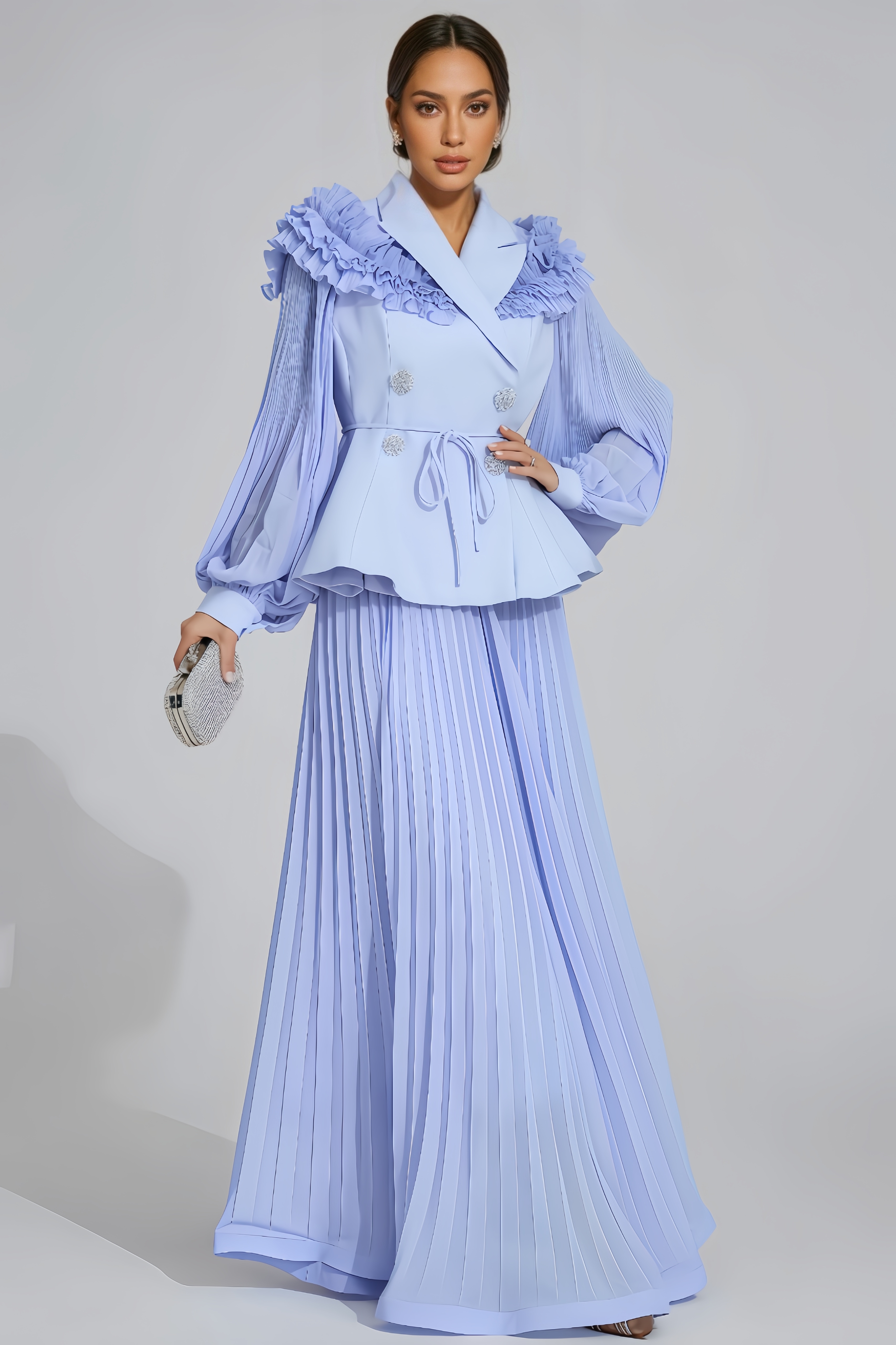 Thalk Blue Flounce Two-Piece Set