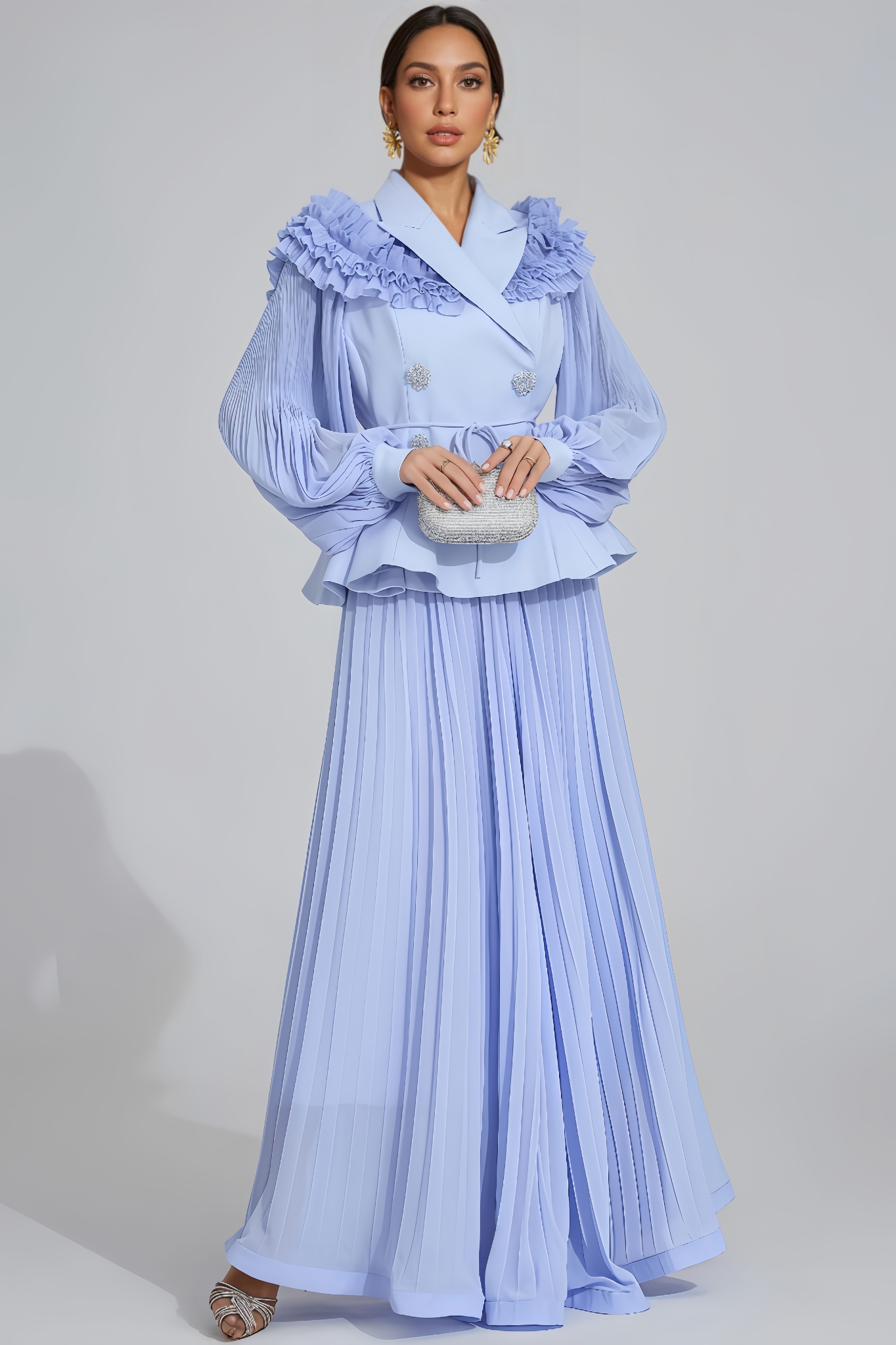 Thalk Blue Flounce Two-Piece Set