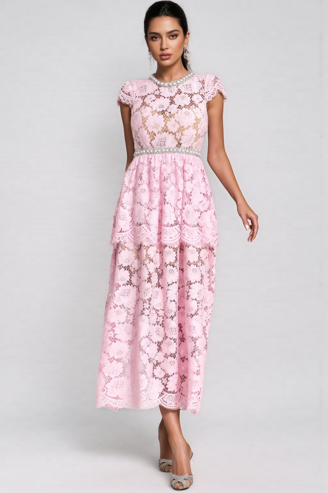 Cadence Pink Lace Madi Dress