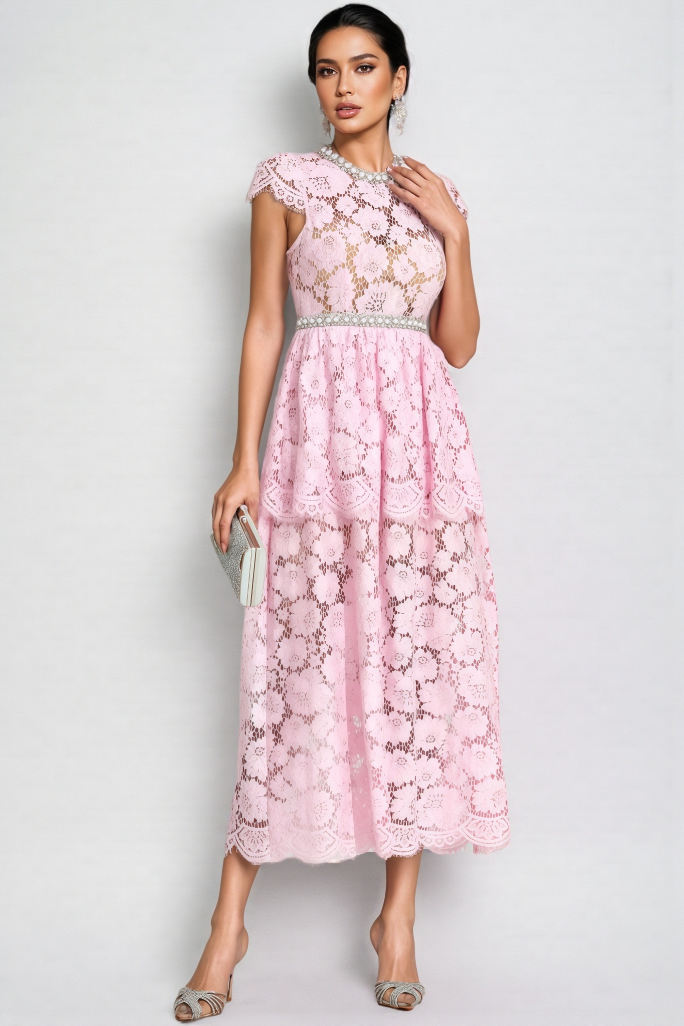 Cadence Pink Lace Madi Dress