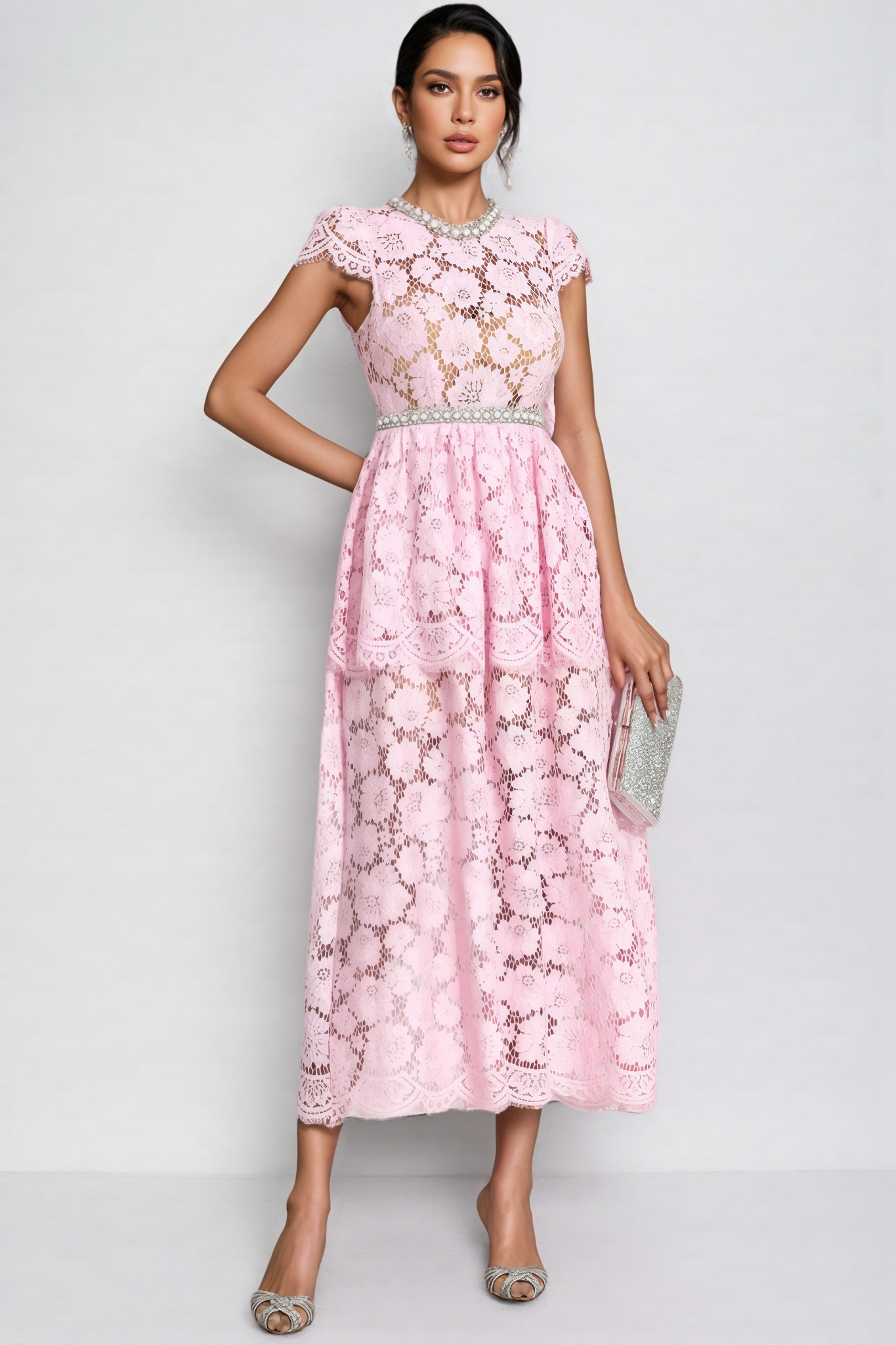 Cadence Pink Lace Madi Dress