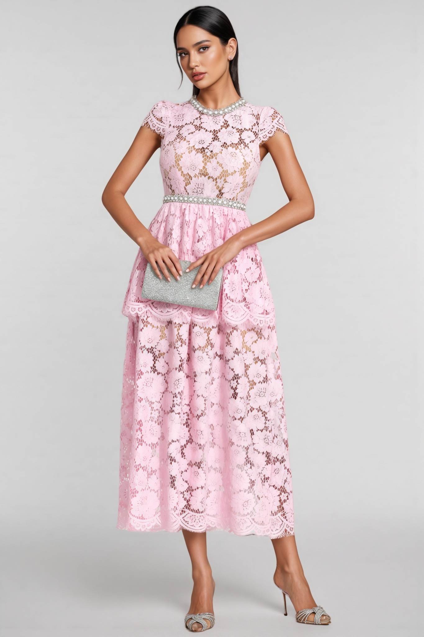 Cadence Pink Lace Madi Dress