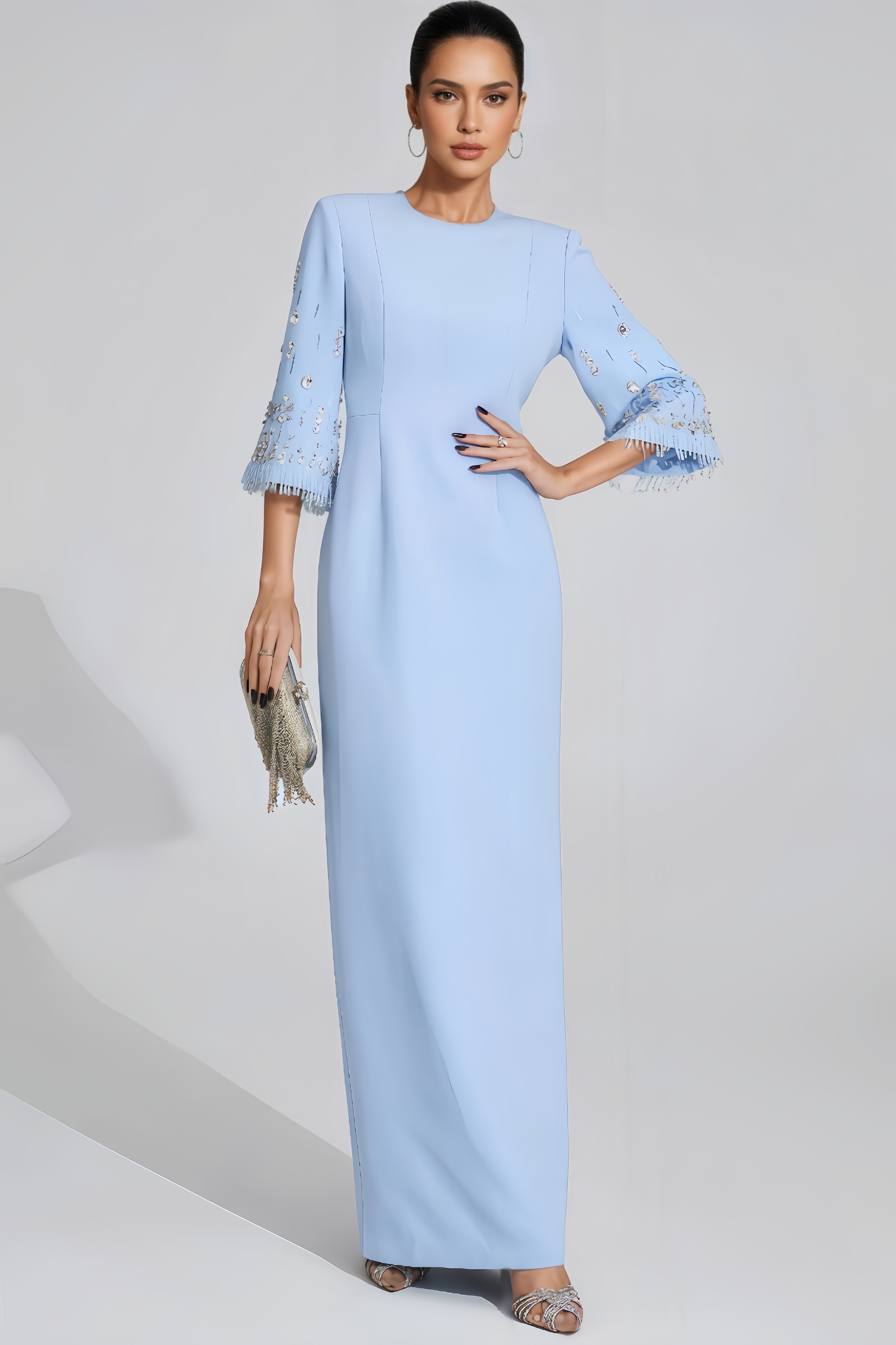 Emryt Light Blue Diamond Maxi Dress