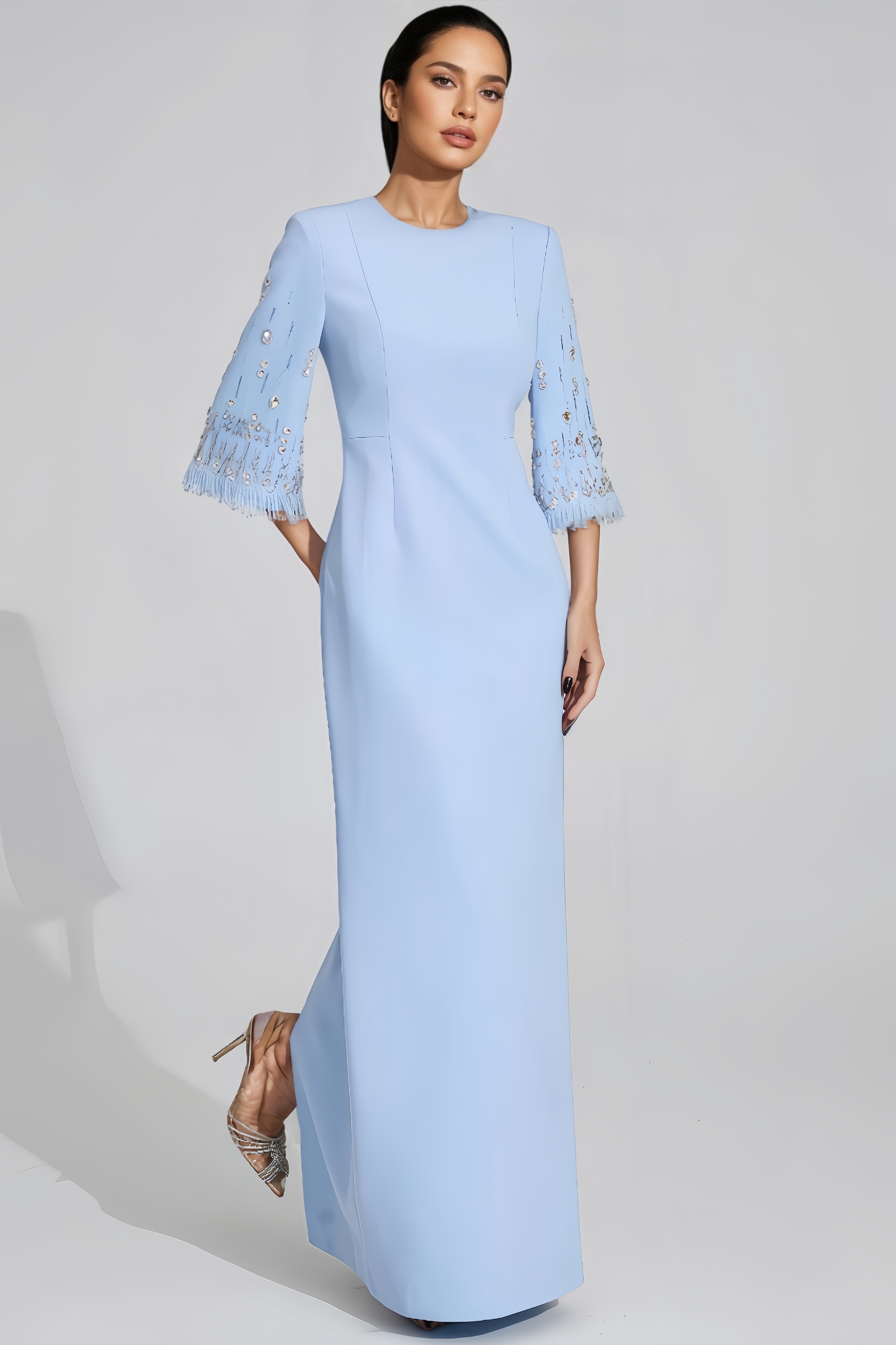 Emryt Light Blue Diamond Maxi Dress