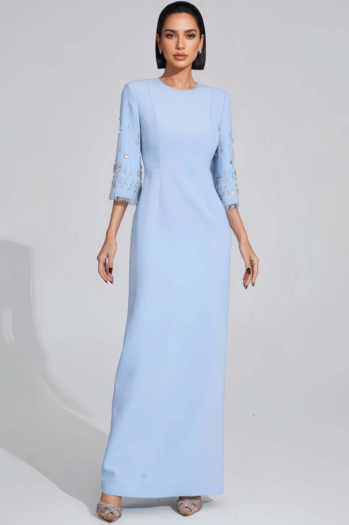 Emryt Light Blue Diamond Maxi Dress