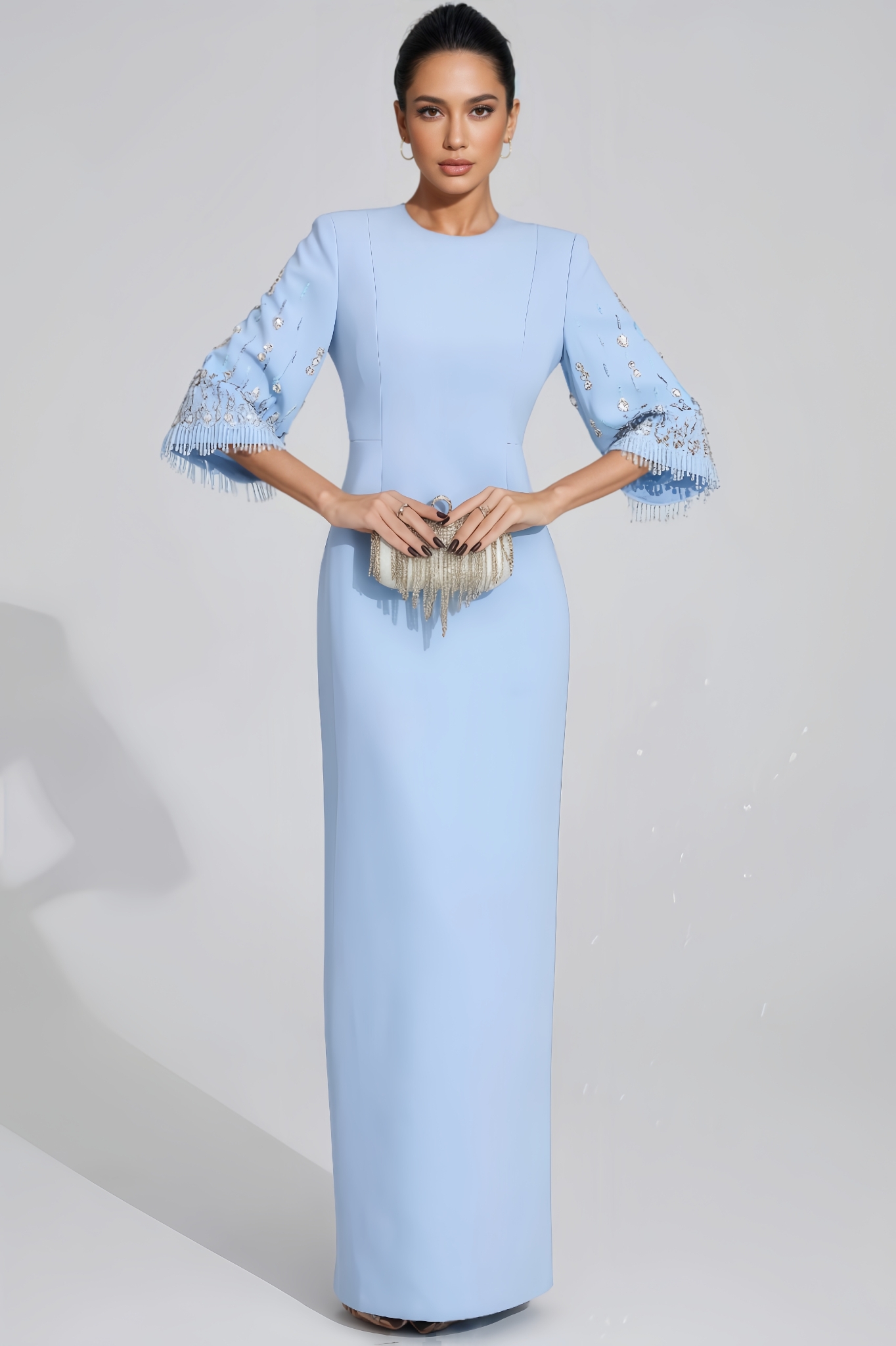 Emryt Light Blue Diamond Maxi Dress