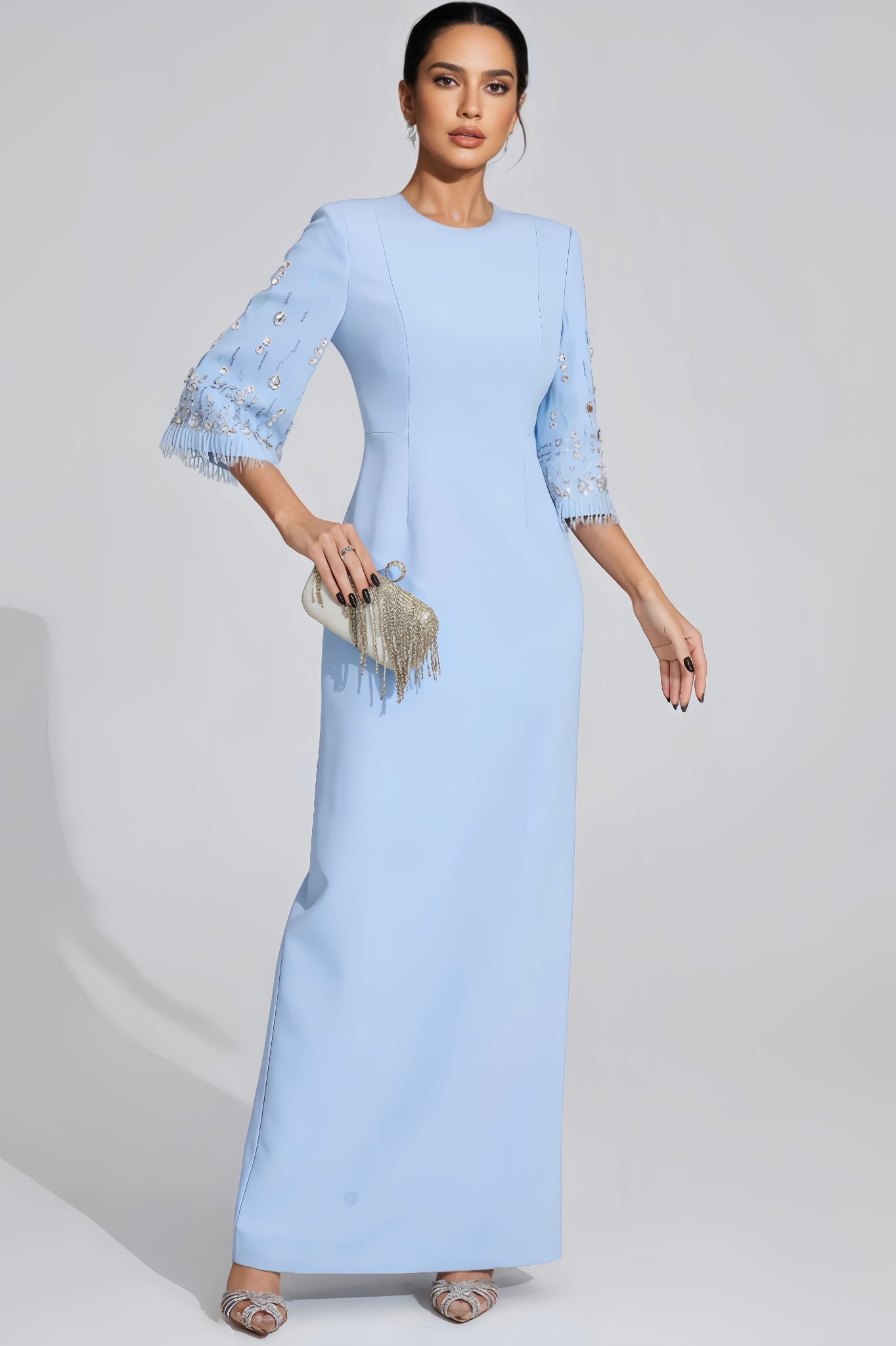 Emryt Light Blue Diamond Maxi Dress