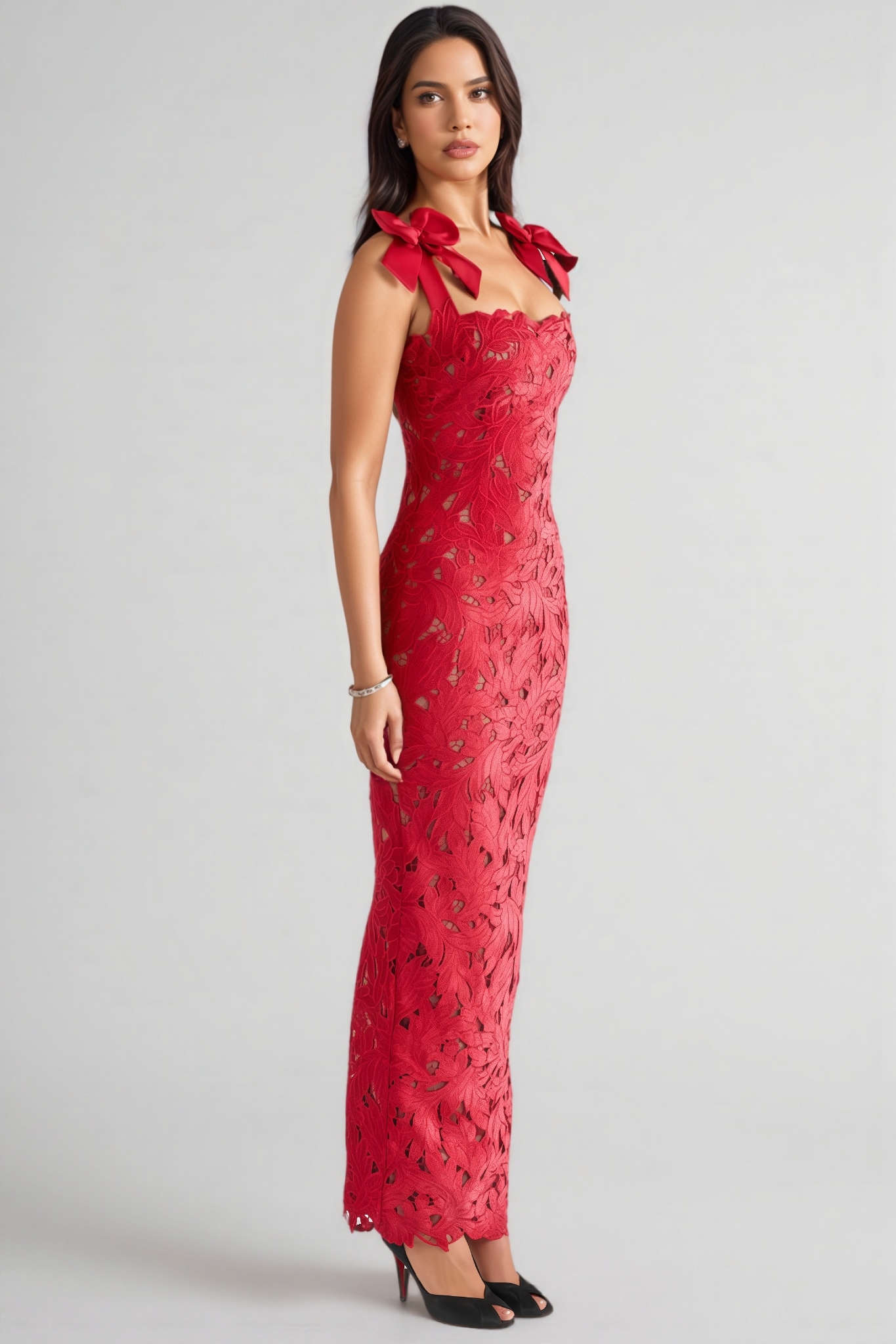 Fiona Red Bow Maxi Dress