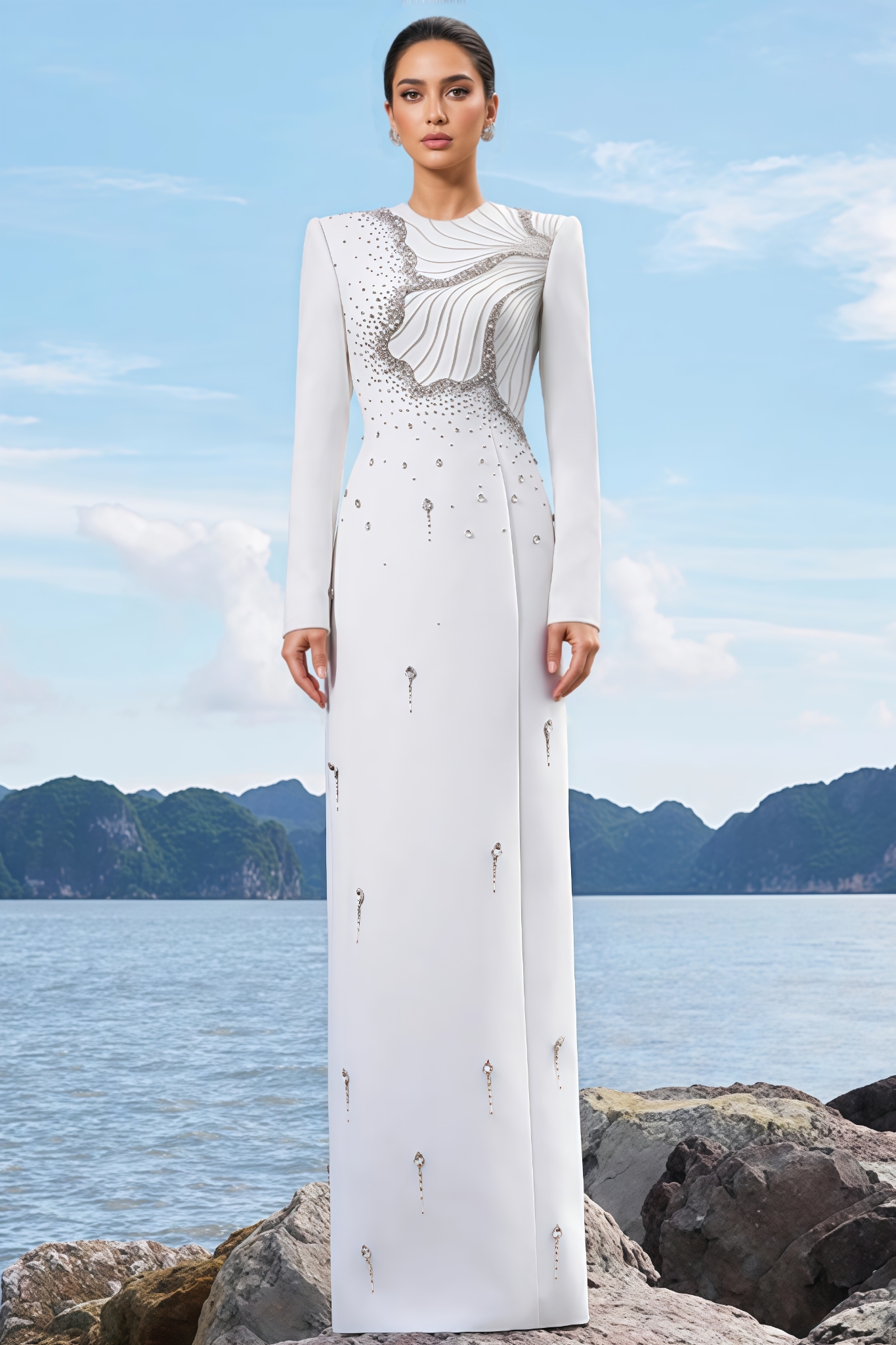 Zada Floral Crystal Embellished Maxi Dress