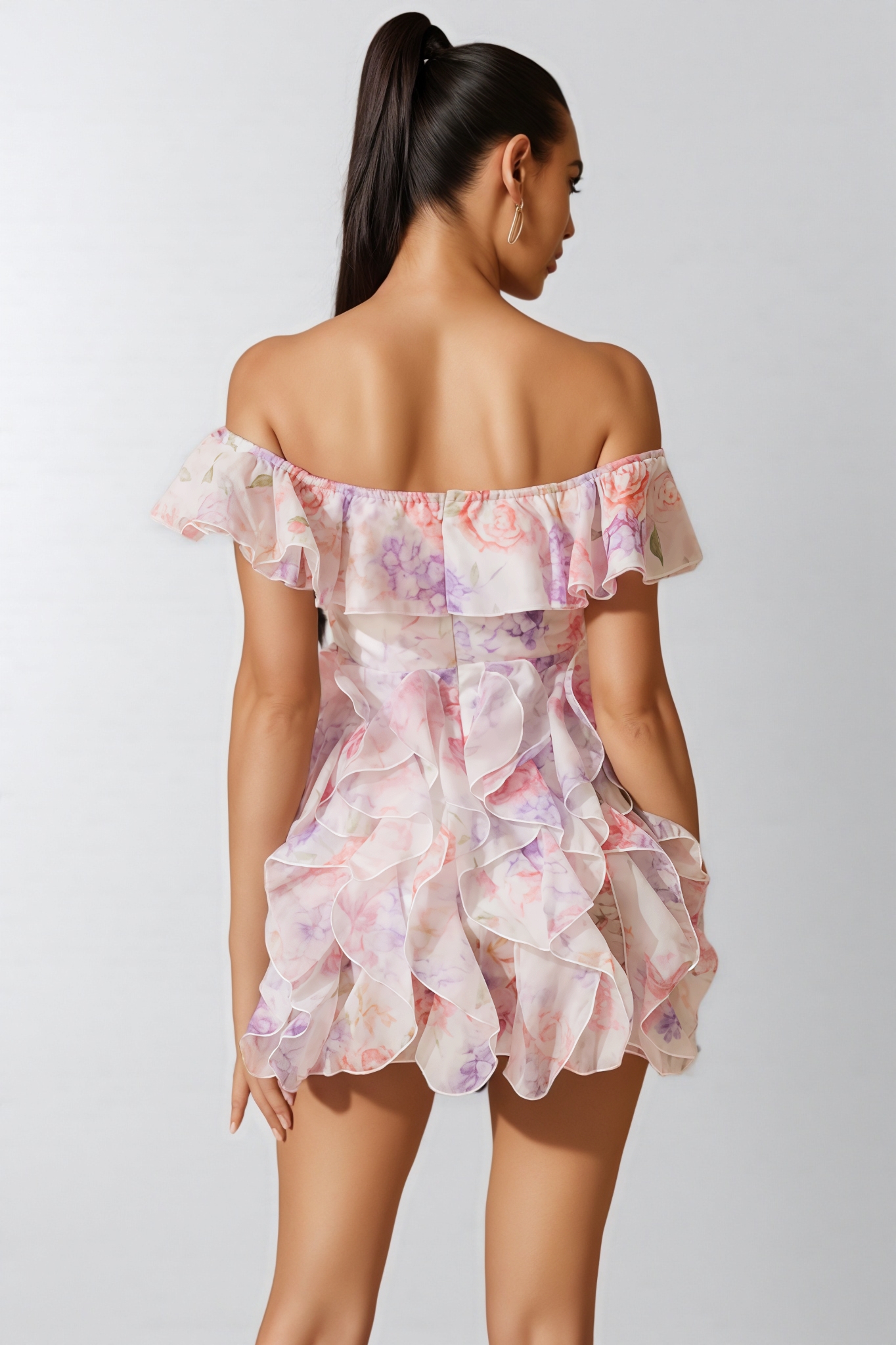 Nysst Off Shoulder Floral Ruffle Mini Dress