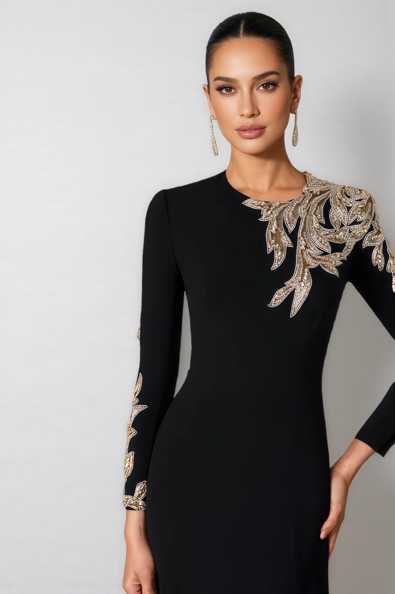 Raleign Long-Sleeved Sequin Maxi Dress