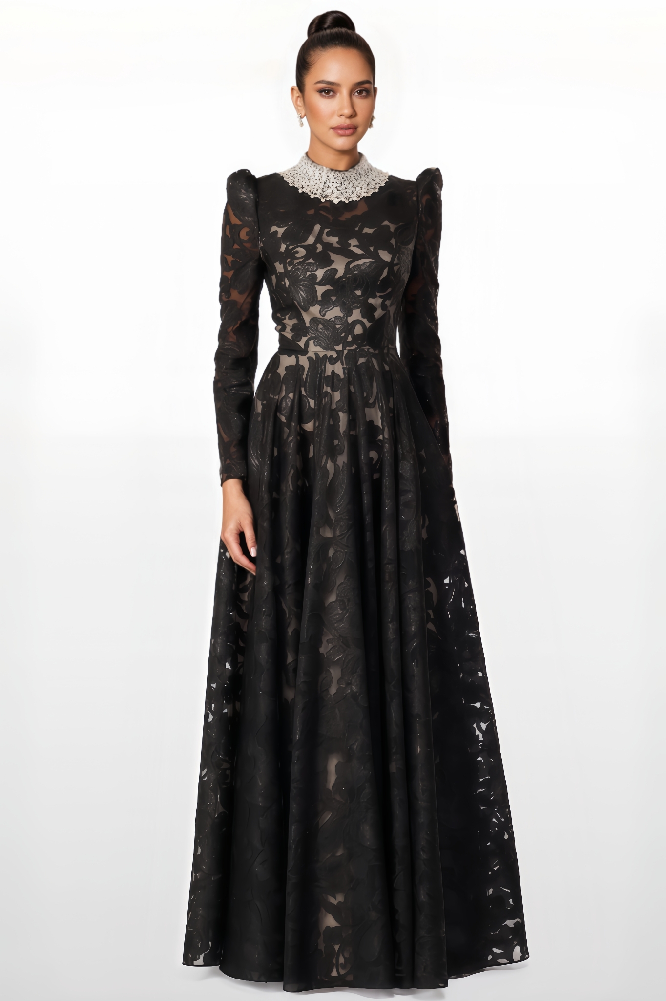 Kaelly Embroidered Mesh Maxi Dress