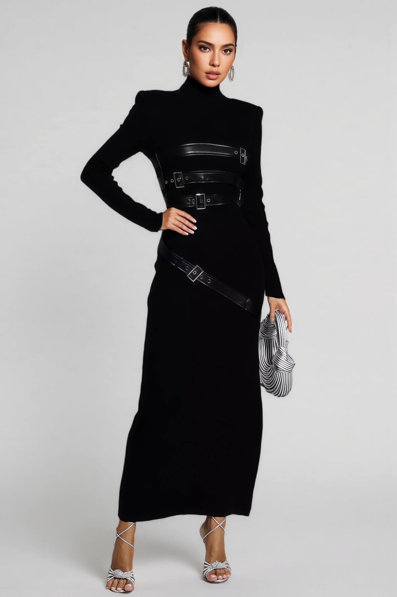 Brock Black PU Maxi Dress