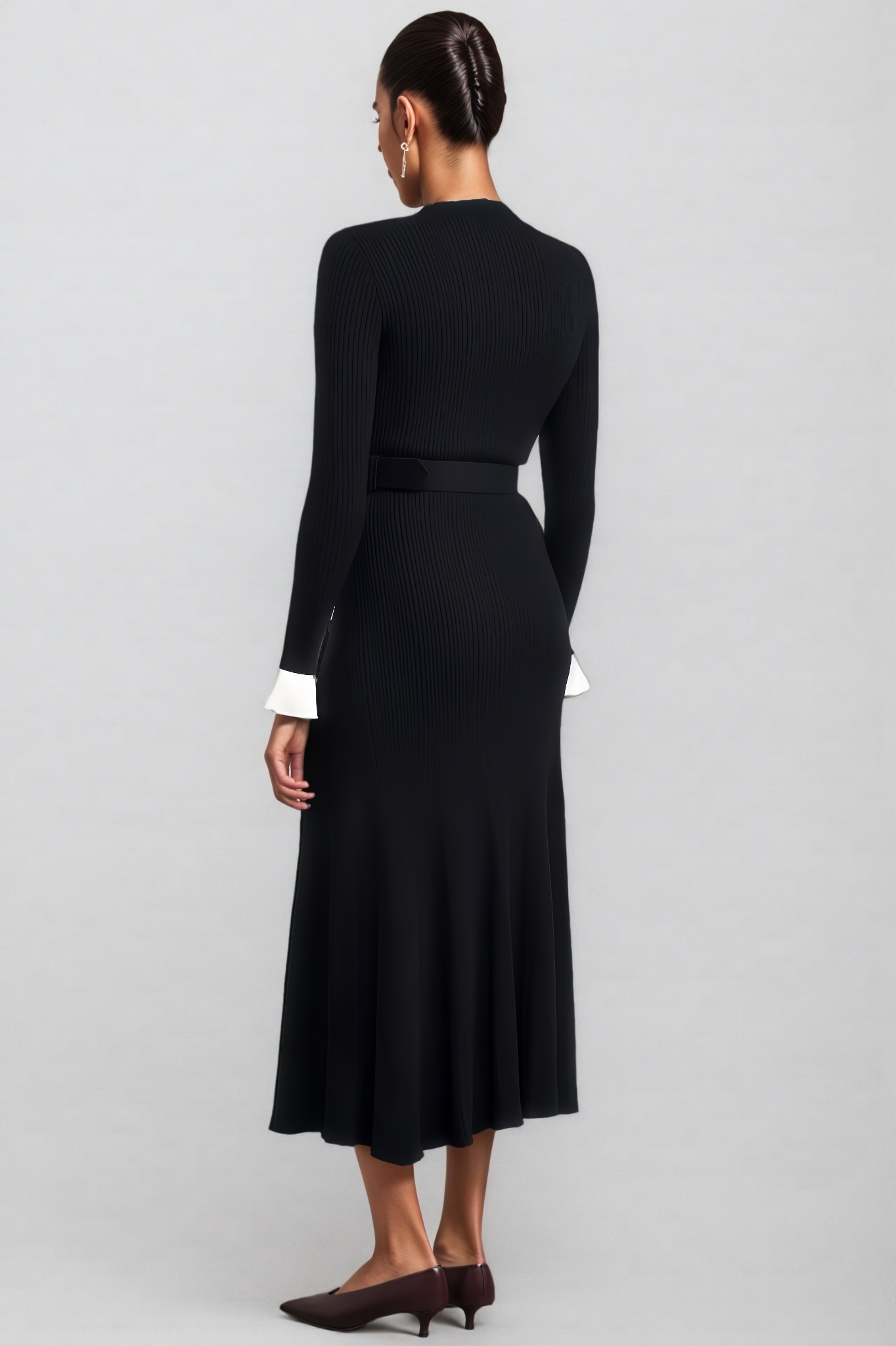 Keve Rib Knit Belted Midi Dress