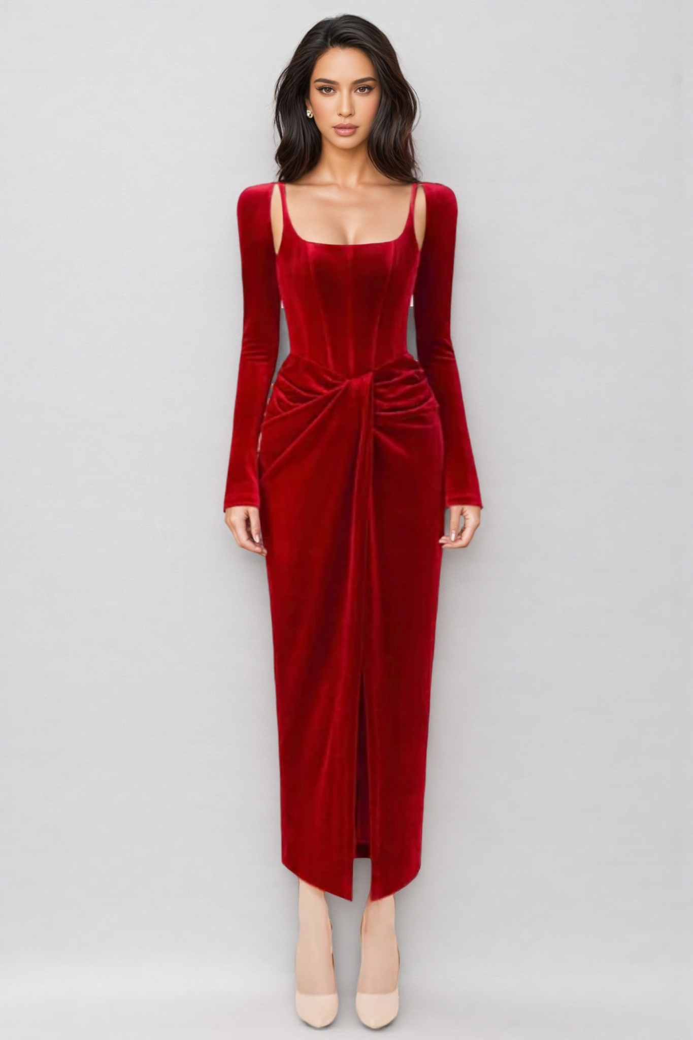 Bardou Pleated and Twisted Ultra Maxi Dress