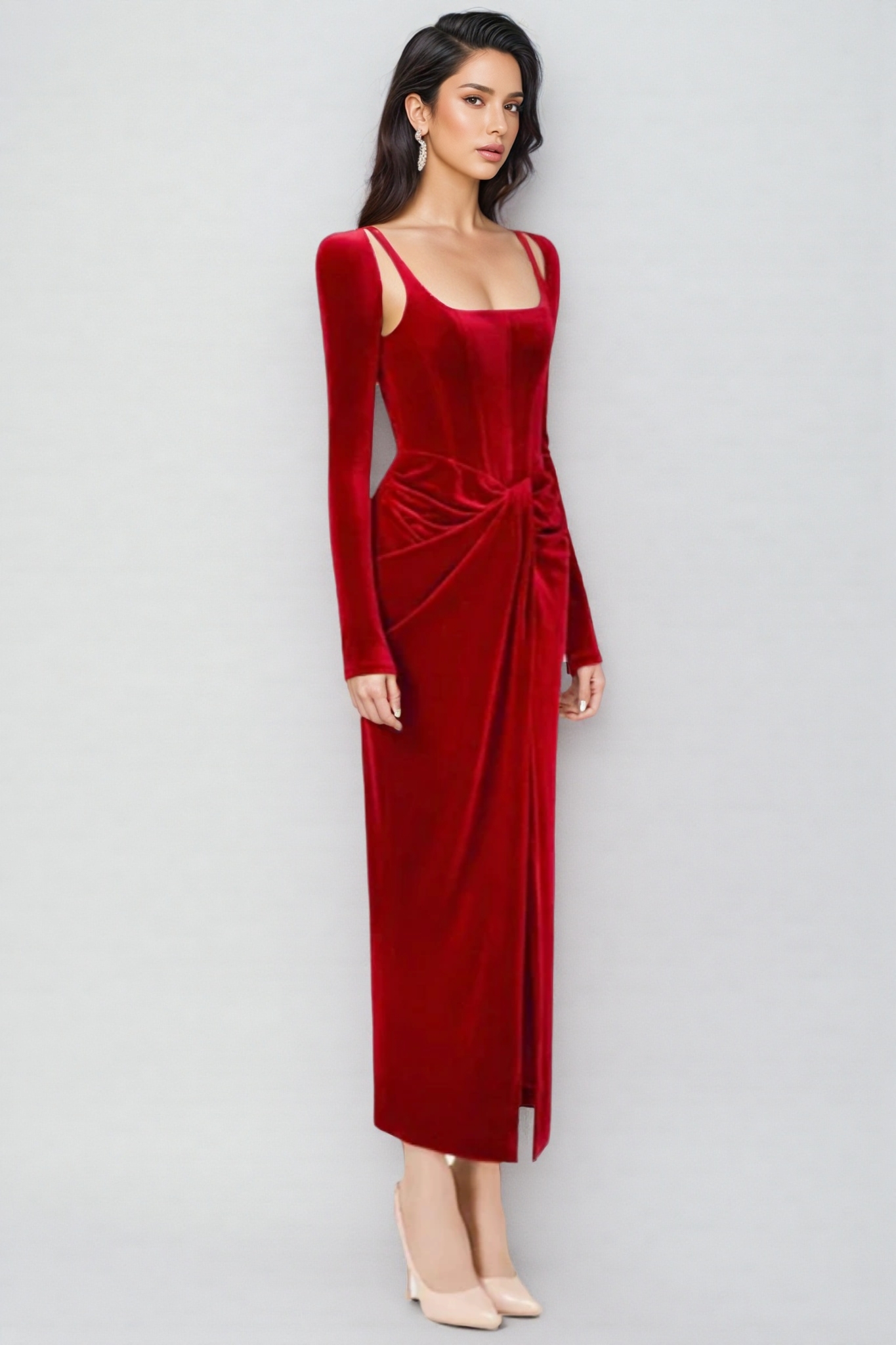 Bardou Pleated and Twisted Ultra Maxi Dress