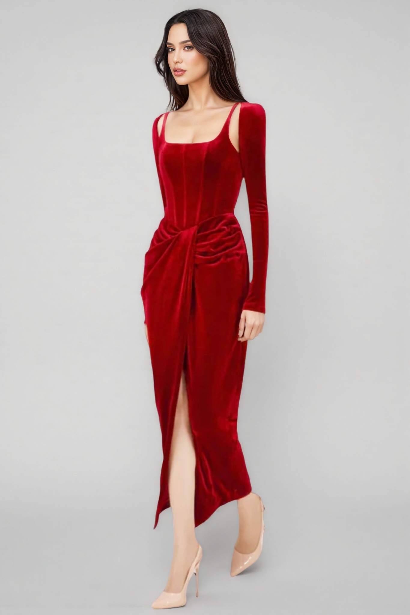 Bardou Pleated and Twisted Ultra Maxi Dress