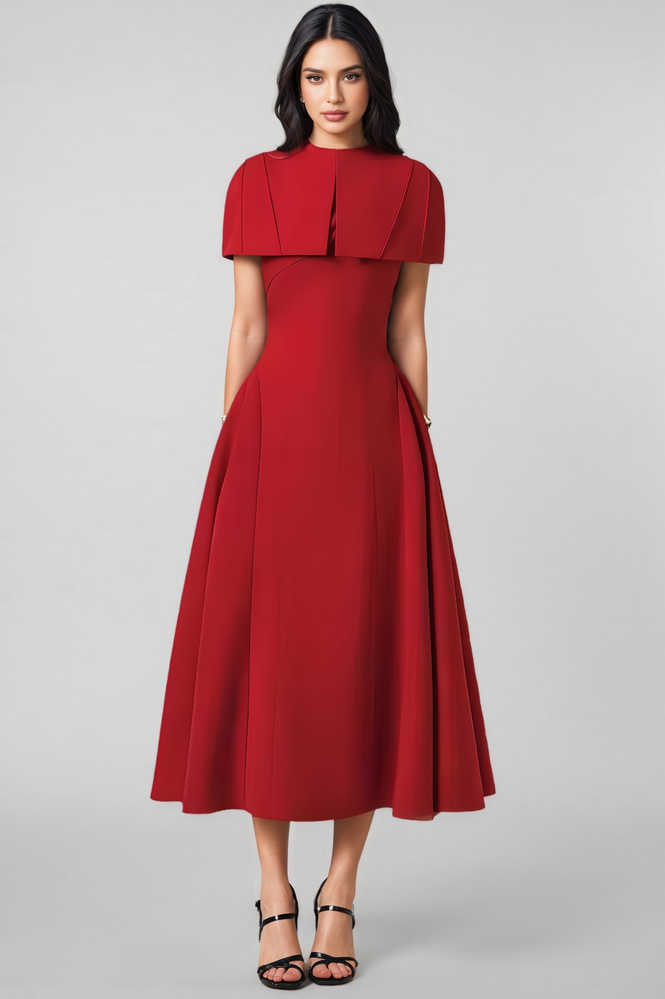 Jorjal Sleeveless Woven Dress And Cape Two-Piece Set