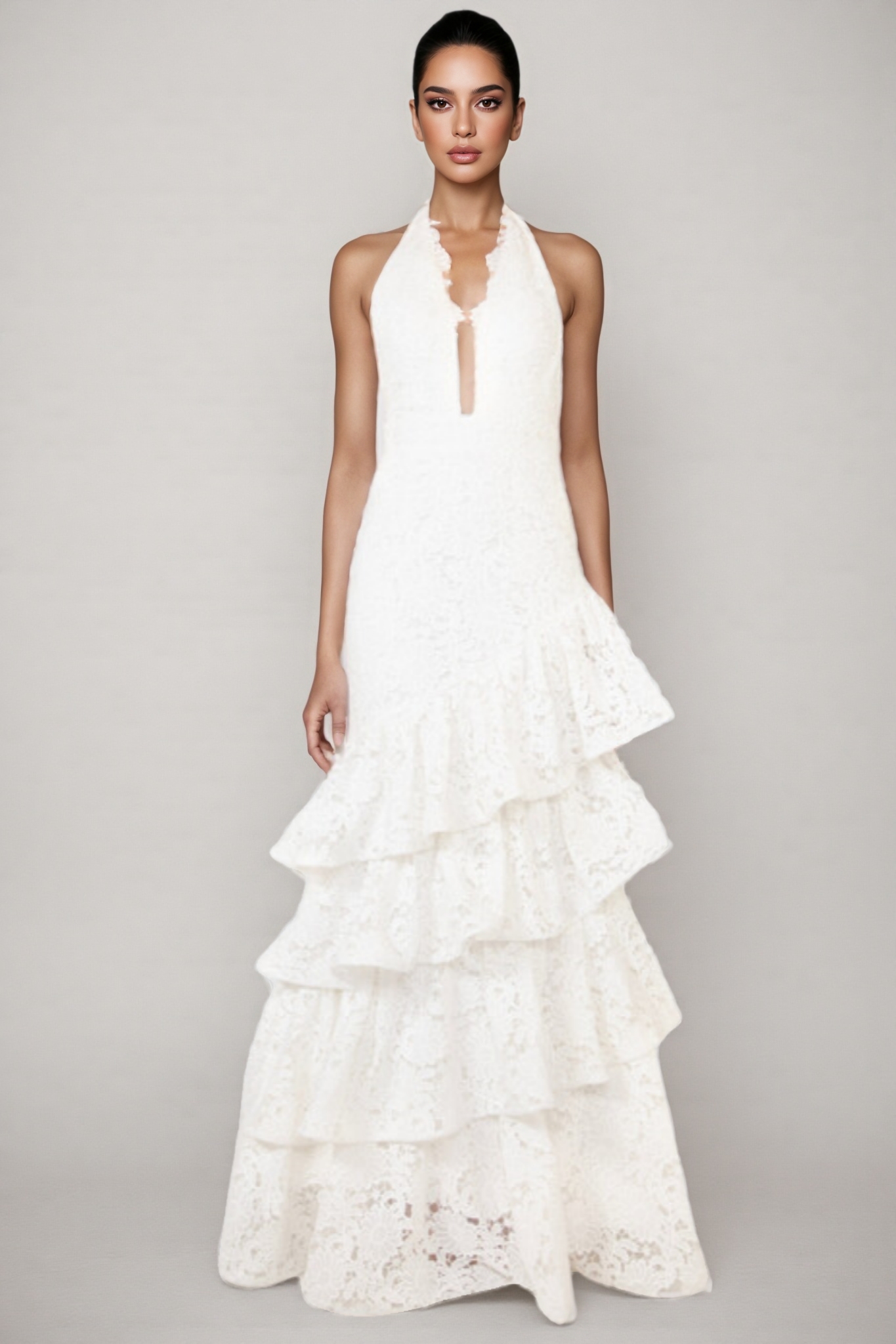 Yaric Halter Backless Cake Maxi Dress