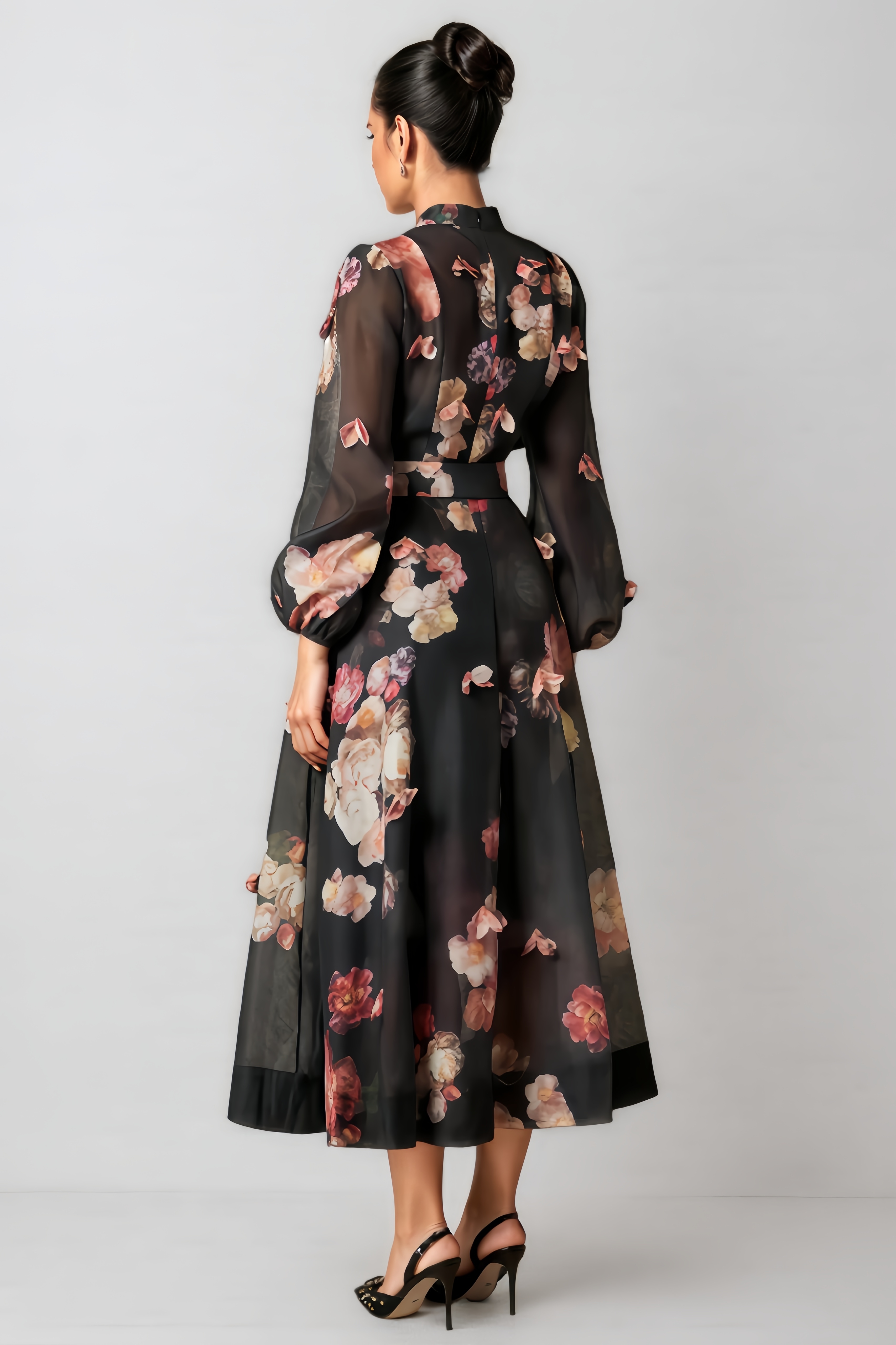 Vako Printed Long-Sleeved Midi Dress