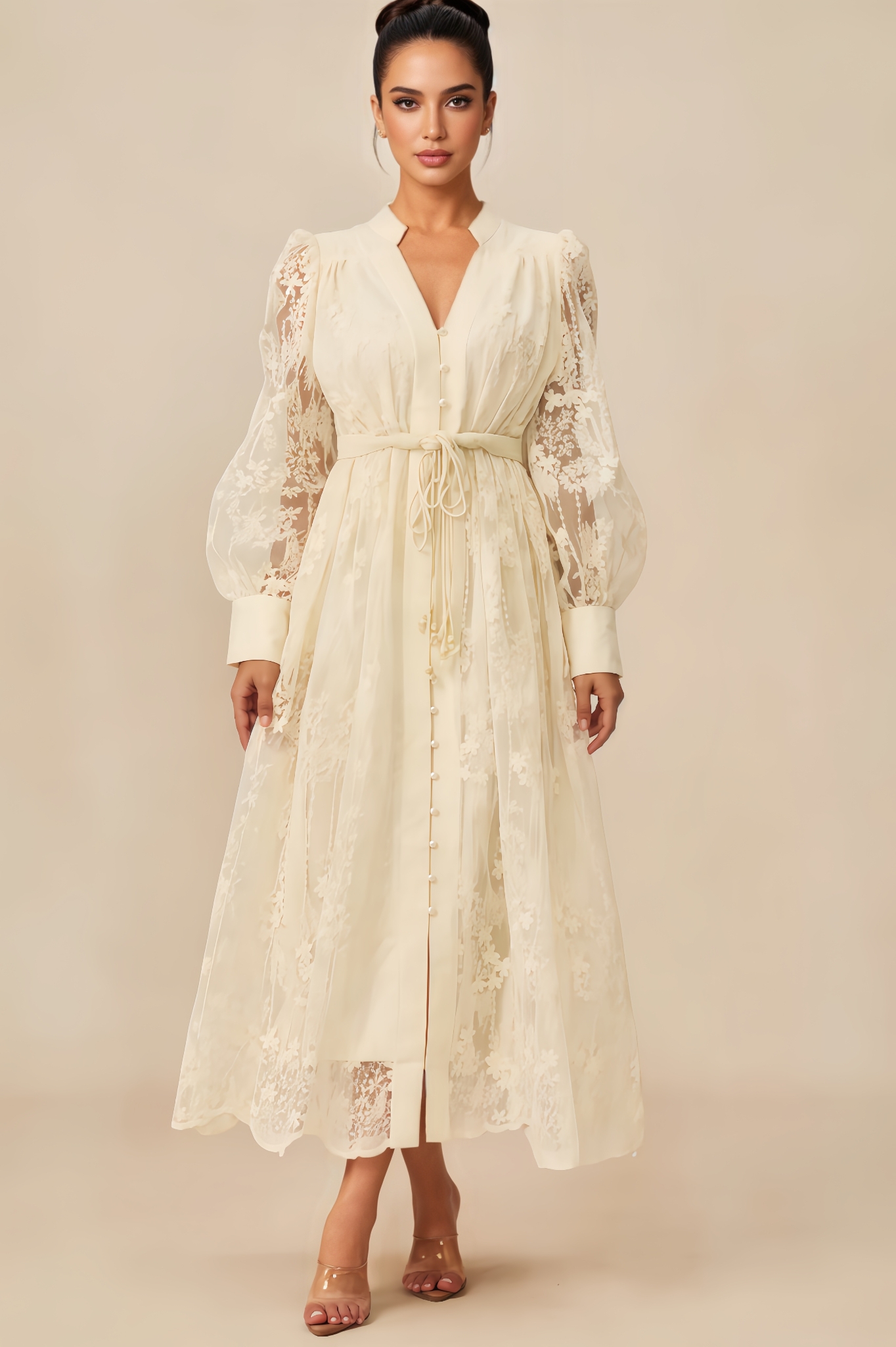 Zavan Lace Embroidered Midi Dress