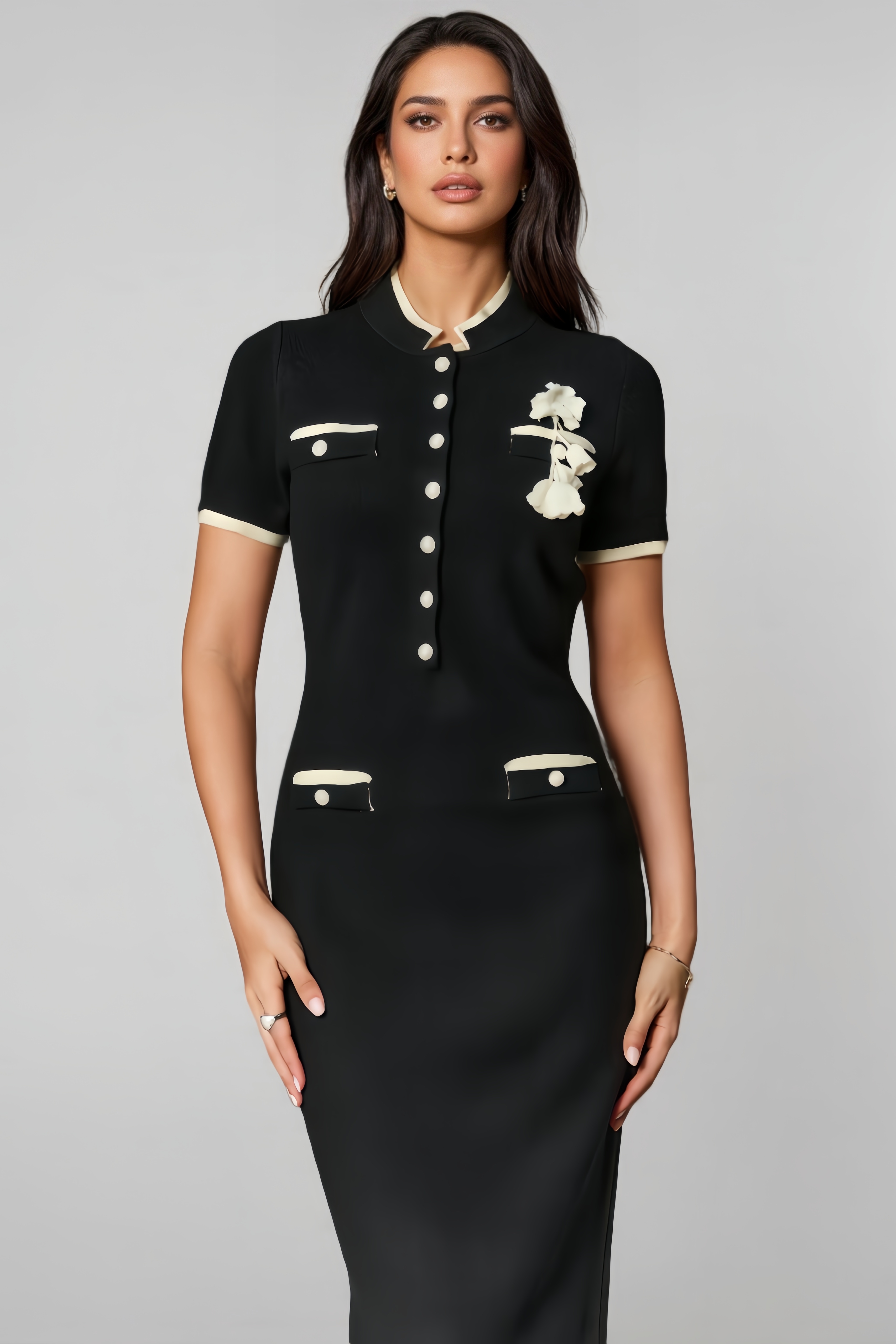 Lani Floral Applique Midi Dress