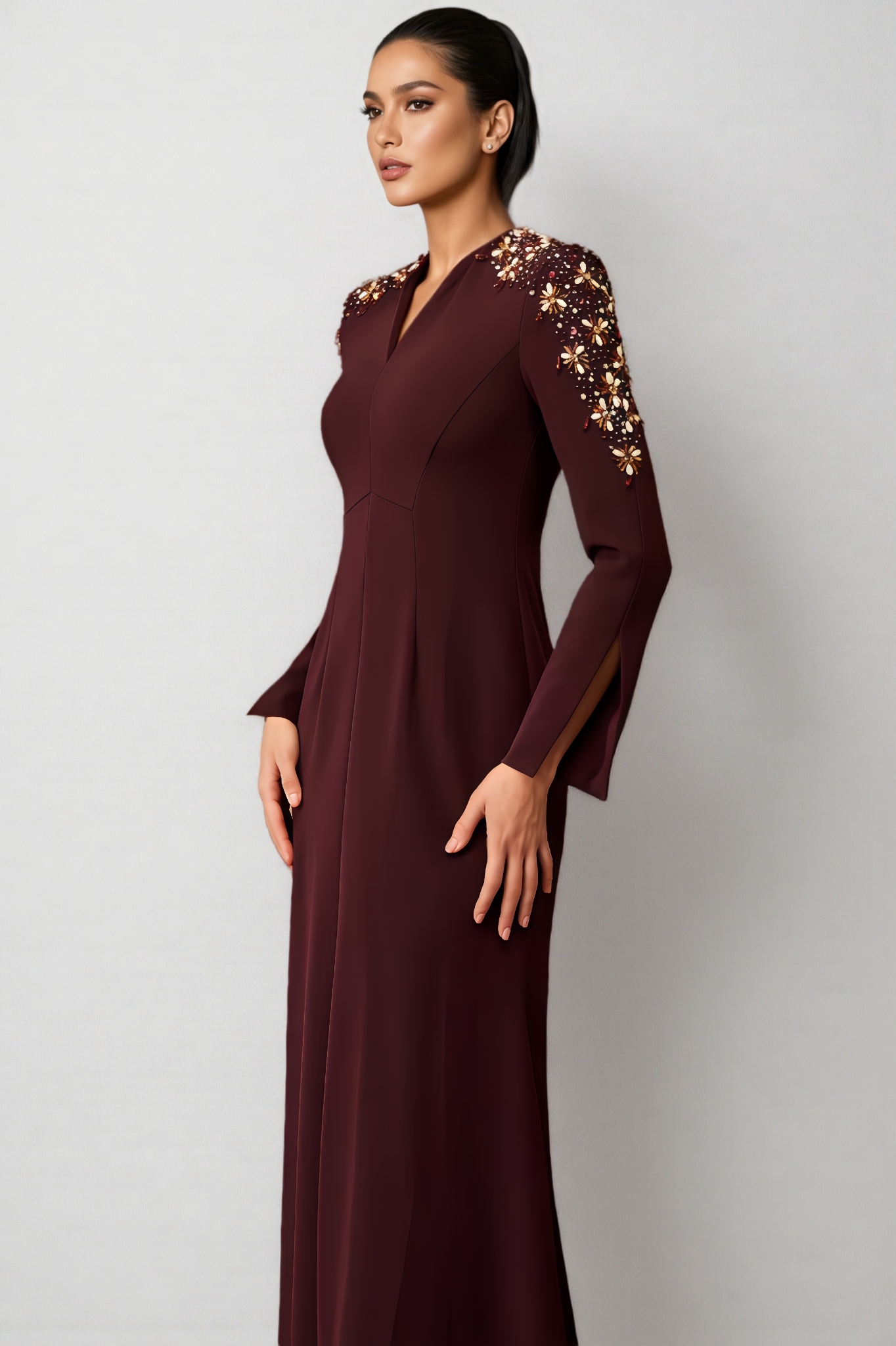 Emrty Embellished V-Neck Maxi Dress