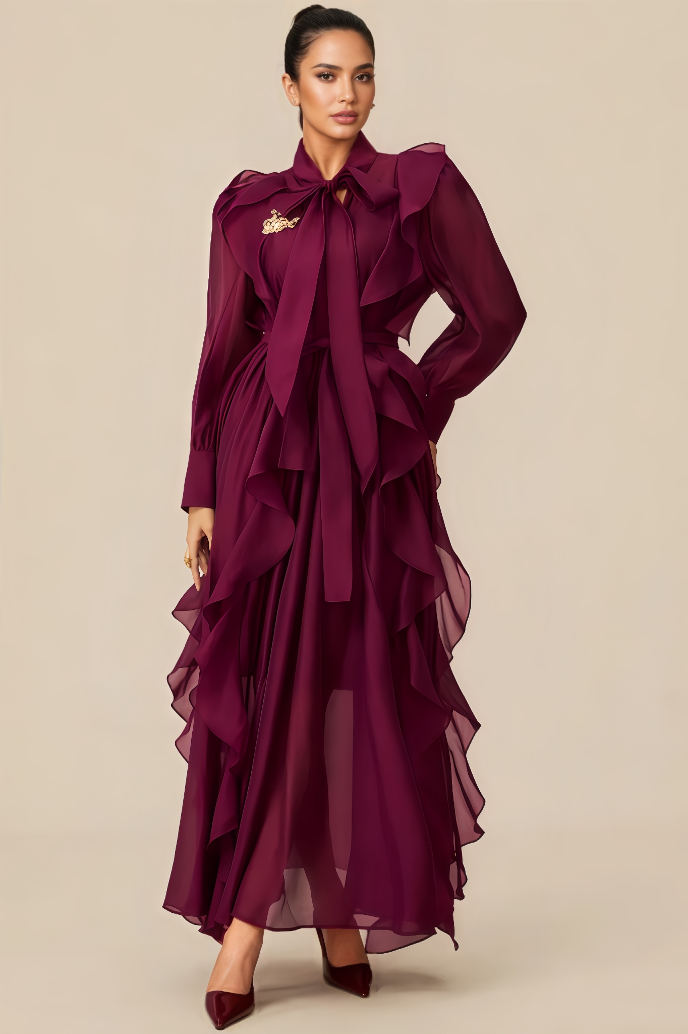 Flavia Purple Tiered Ruffled Maxi Dress