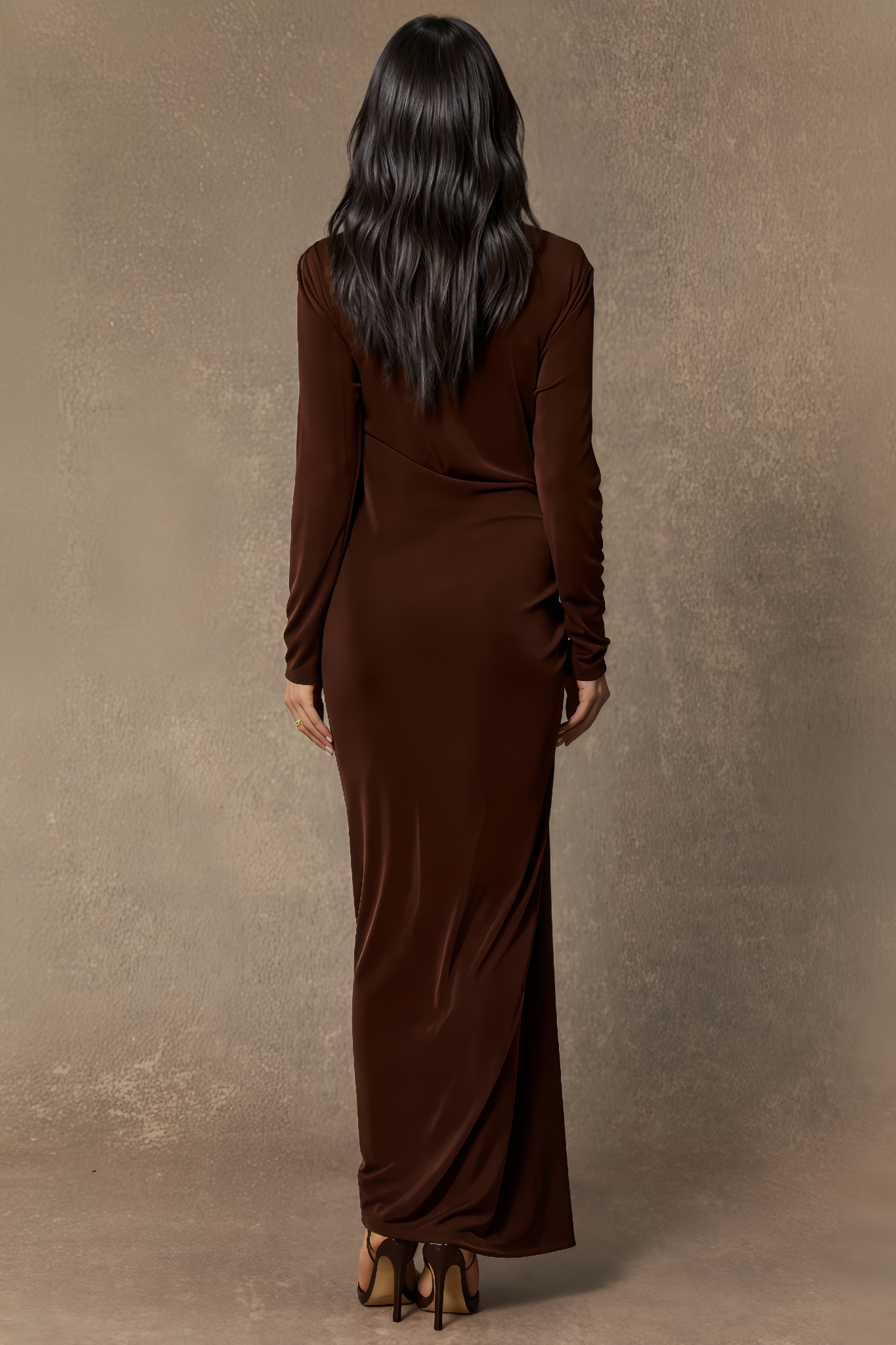 Azuroa Asymmetric Ruched Maxi Dress