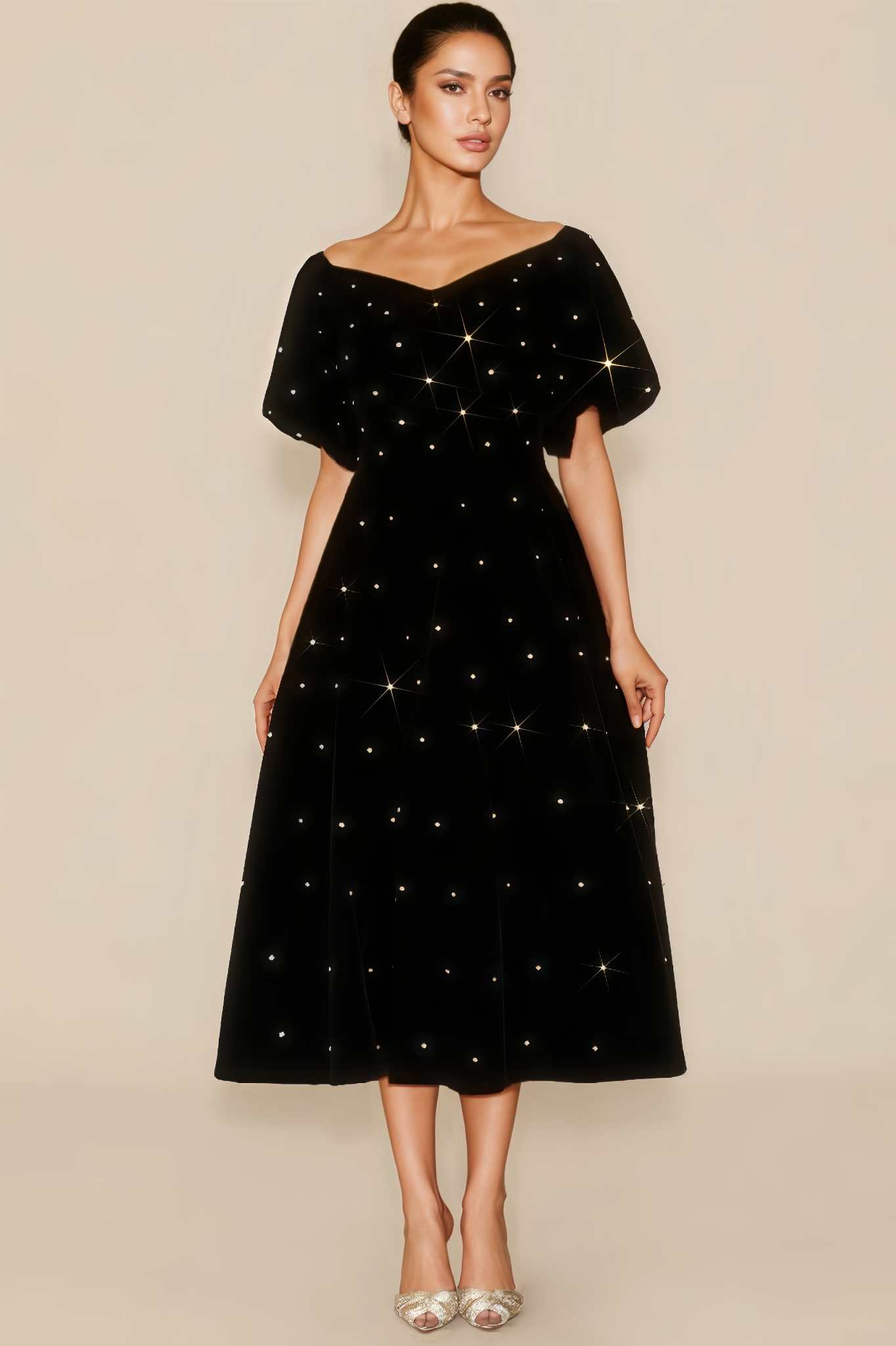 Aloise Off Shoulder Velvet Midi Dress