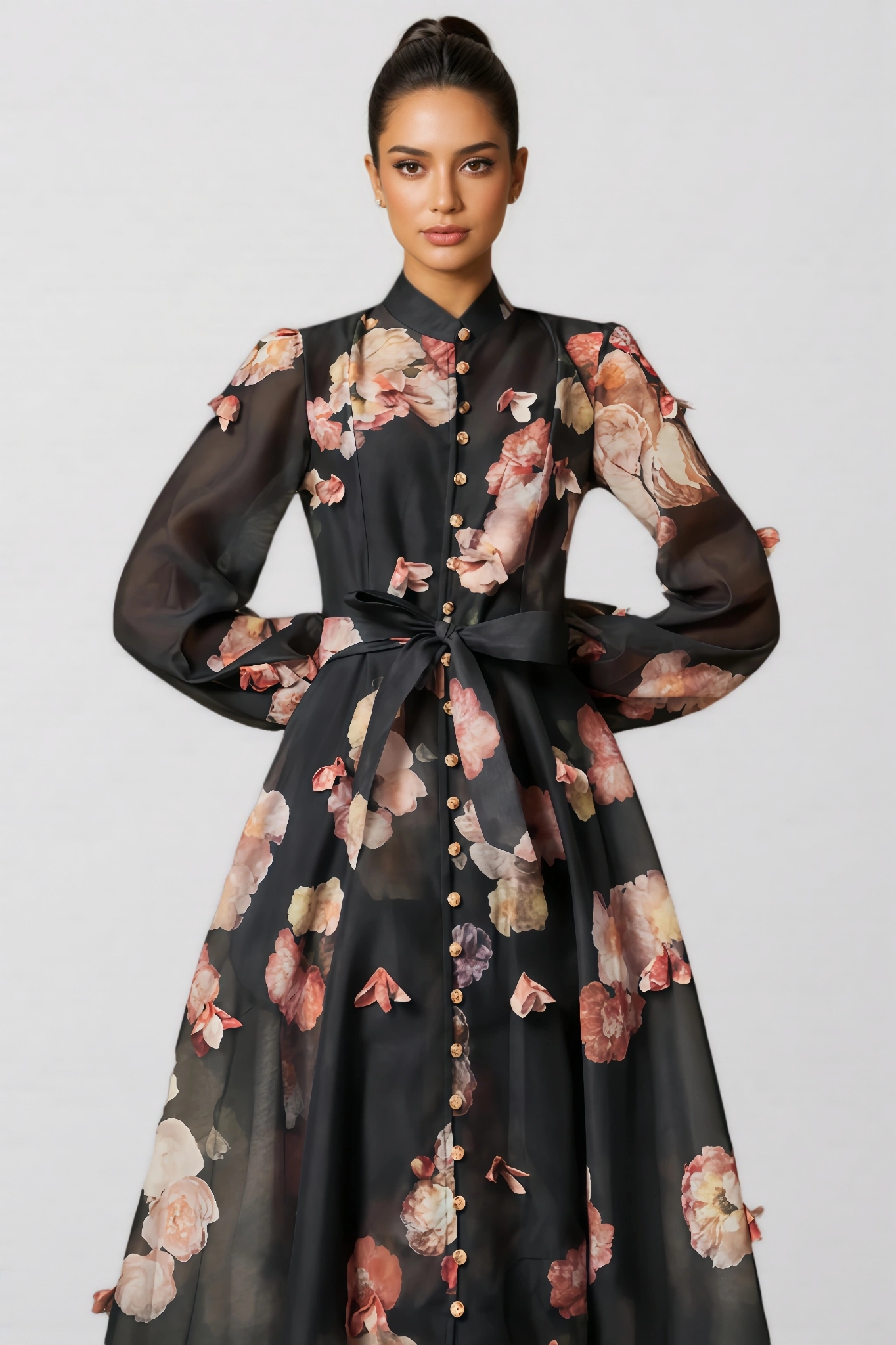 Vako Printed Long-Sleeved Midi Dress