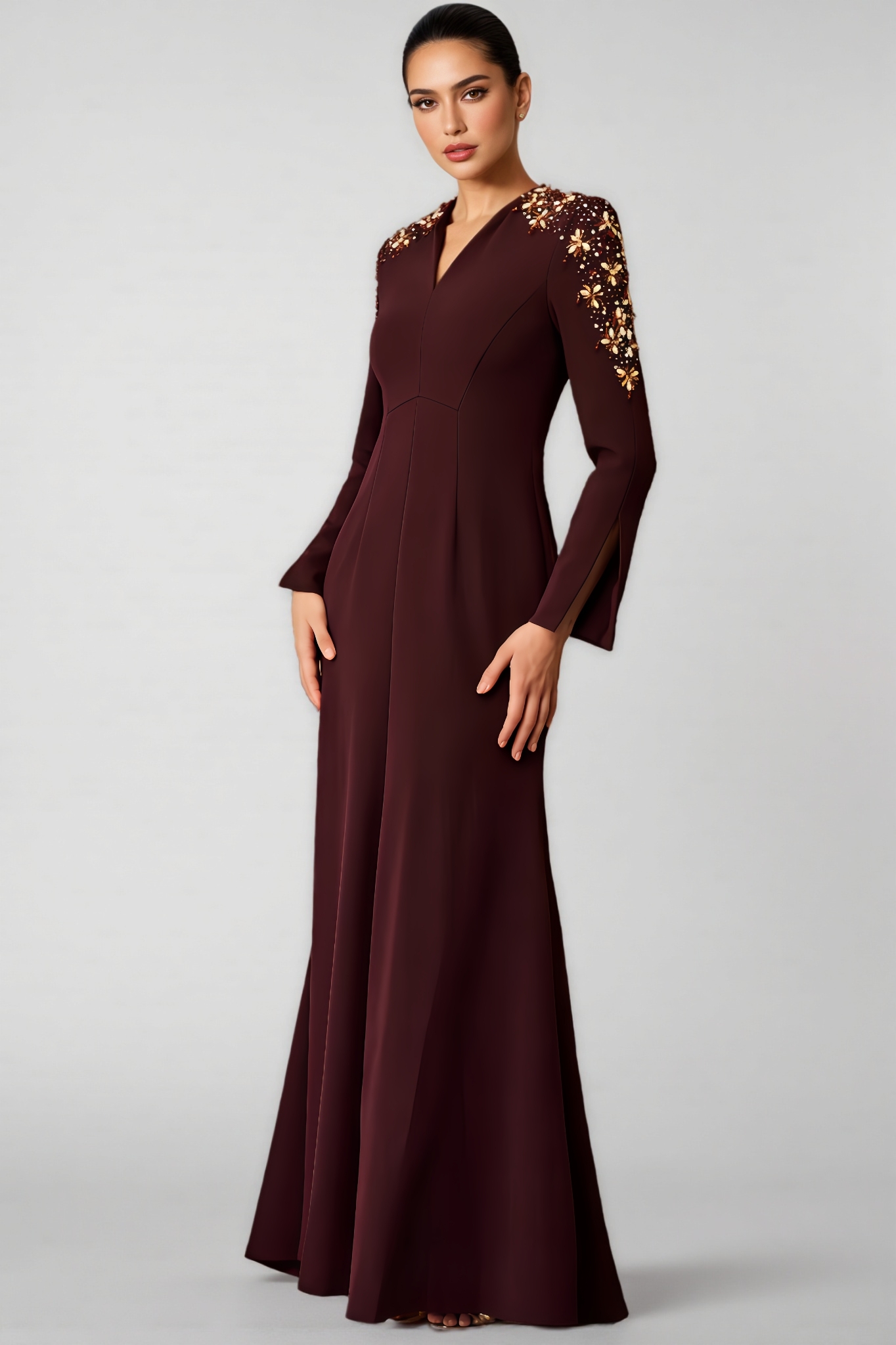 Emrty Embellished V-Neck Maxi Dress