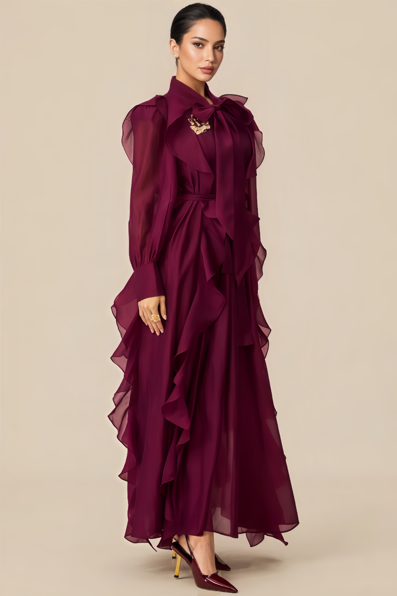 Flavia Purple Tiered Ruffled Maxi Dress