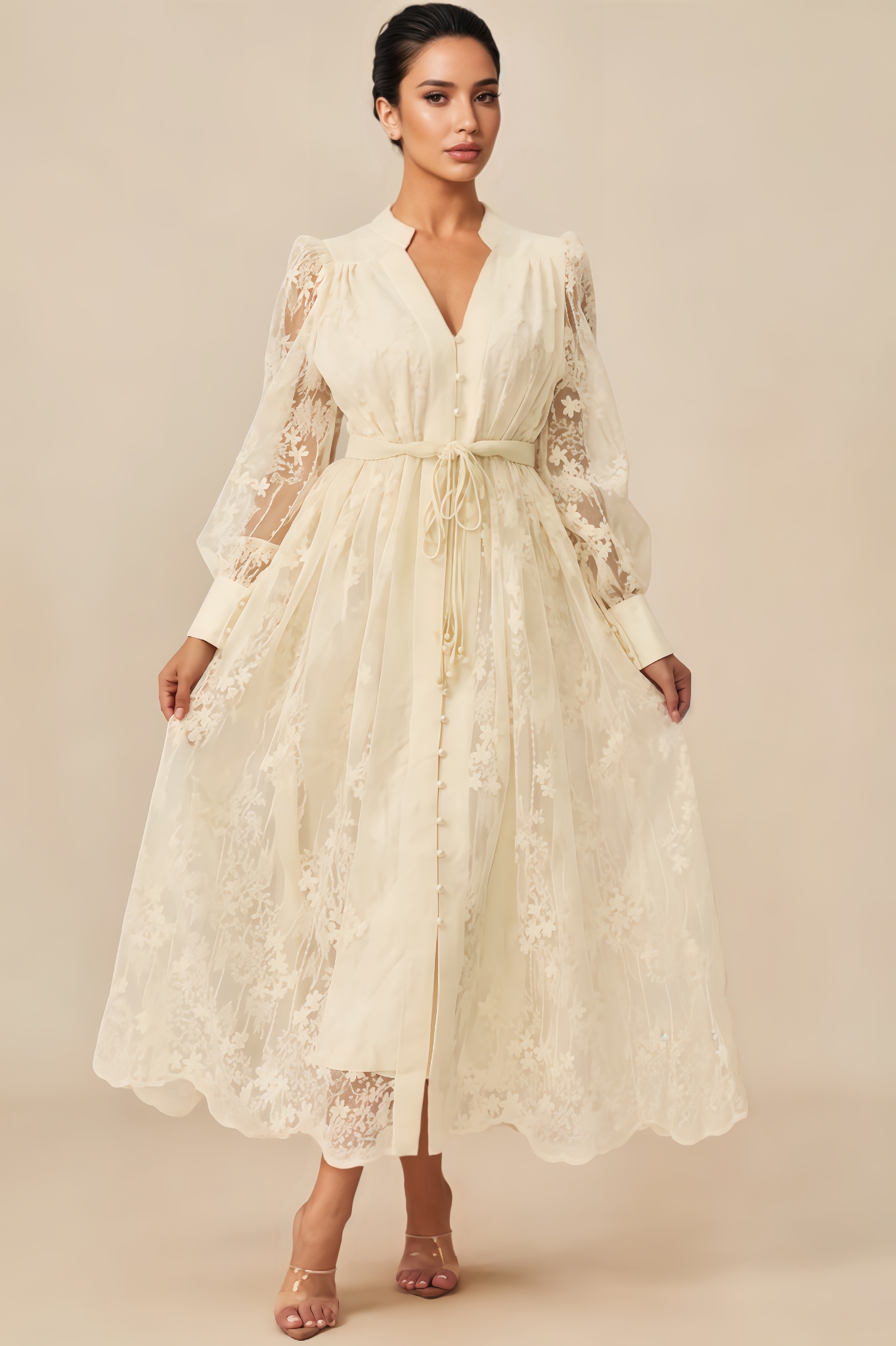 Zavan Lace Embroidered Midi Dress