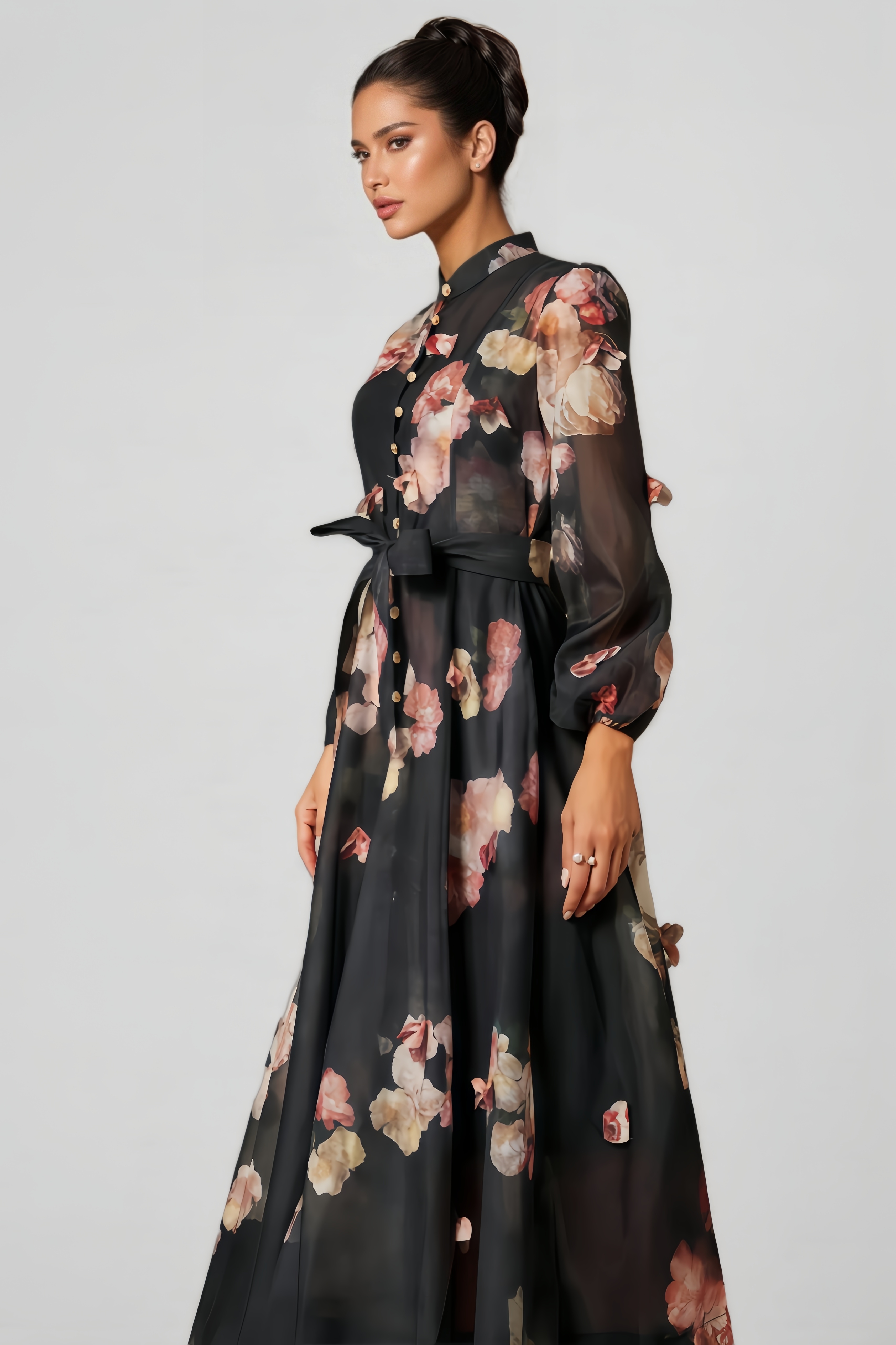 Vako Printed Long-Sleeved Midi Dress