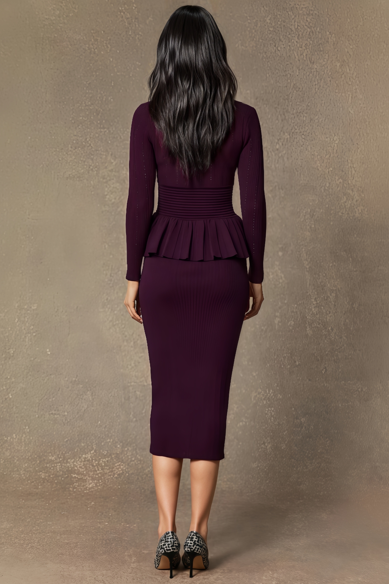 Sorelp Openwork Ruffled Knit Midi Dress