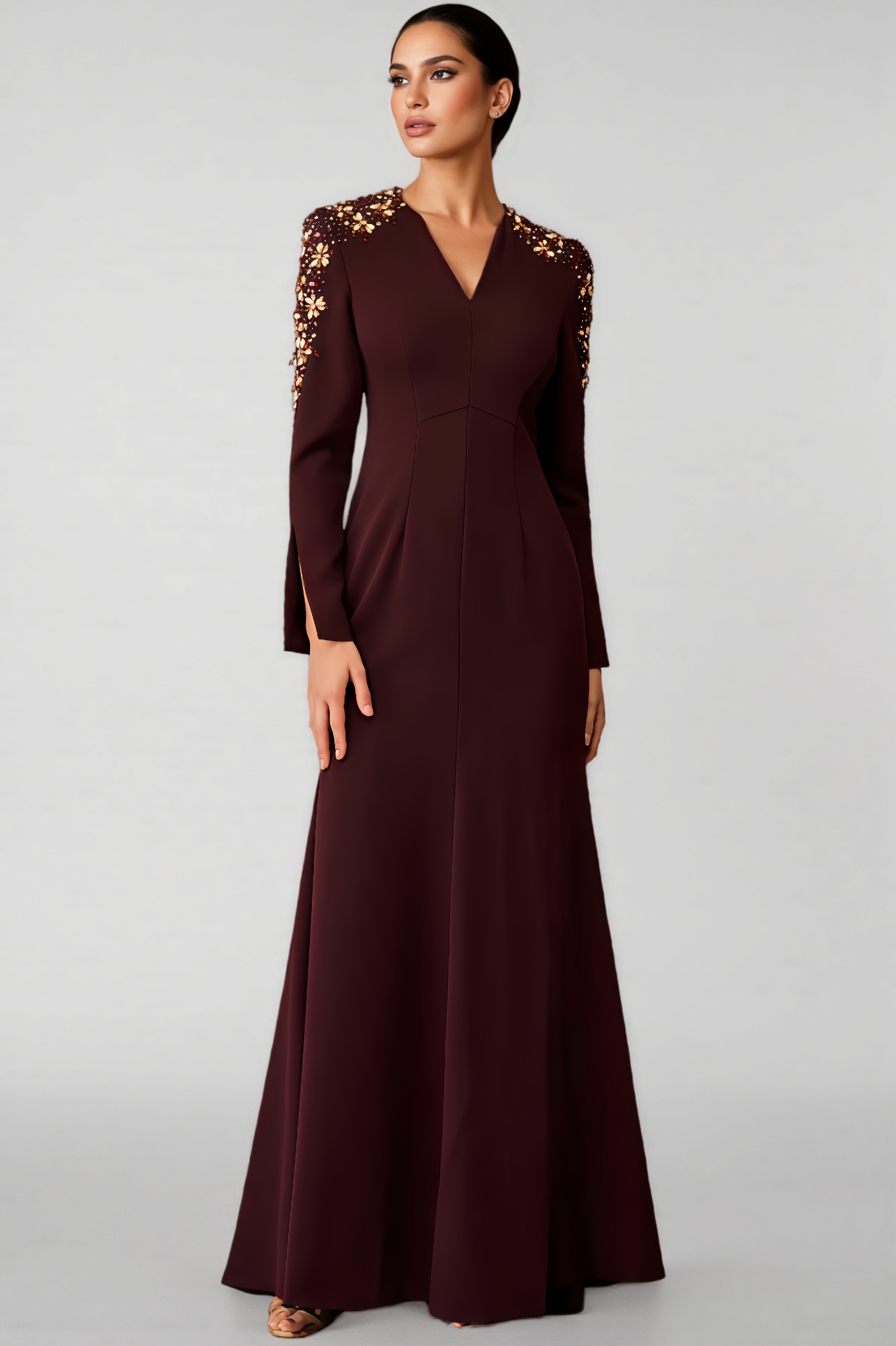 Emrty Embellished V-Neck Maxi Dress