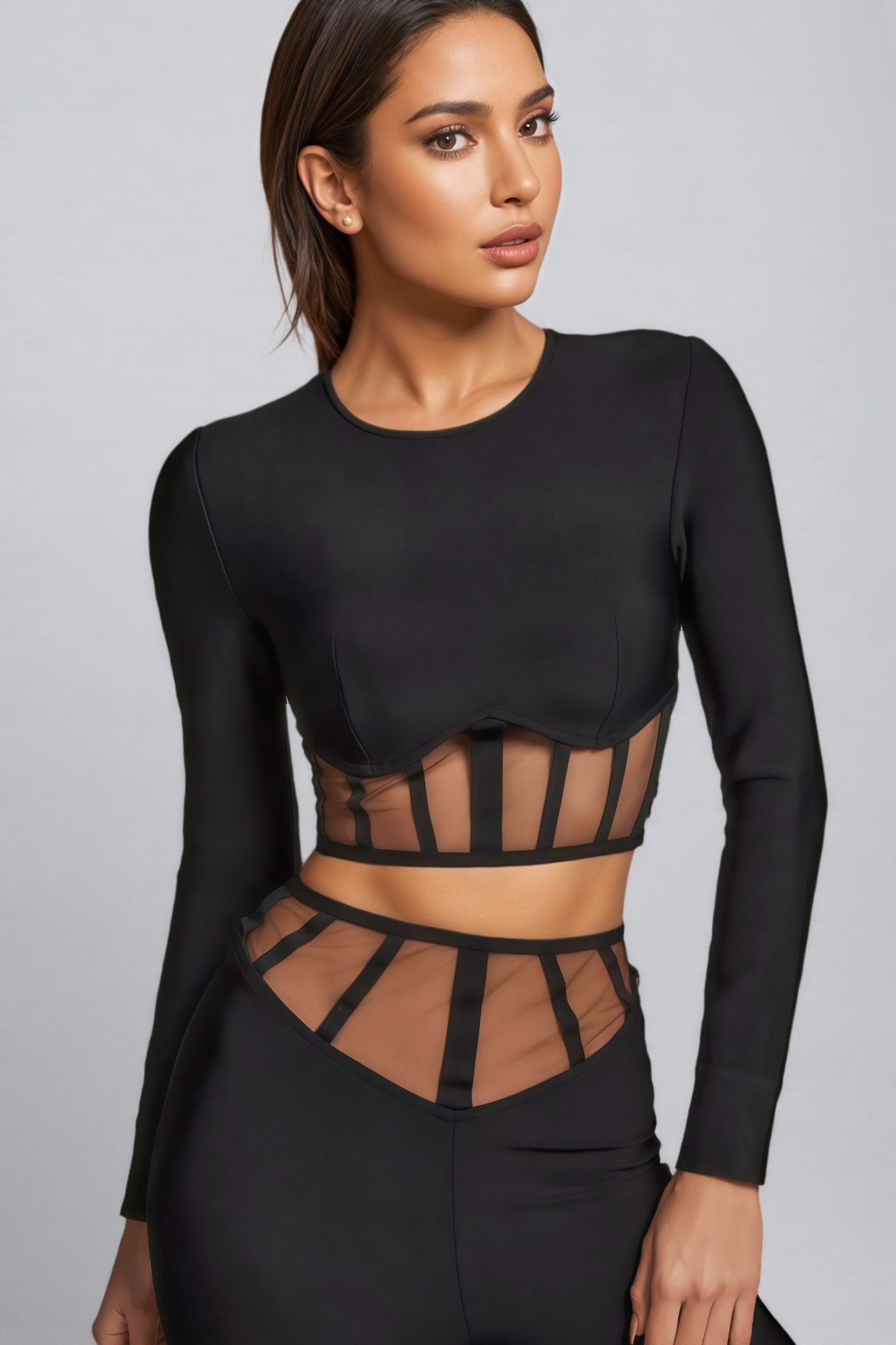 Ethan Mesh Cutout High Waisted Pants Set