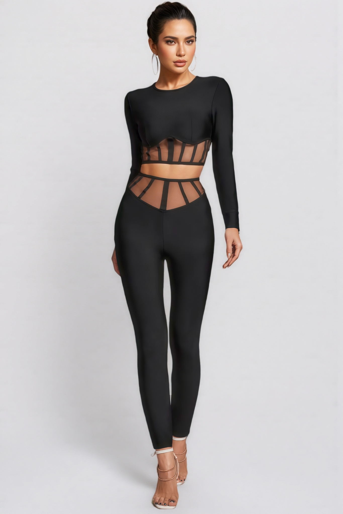 Ethan Mesh Cutout High Waisted Pants Set