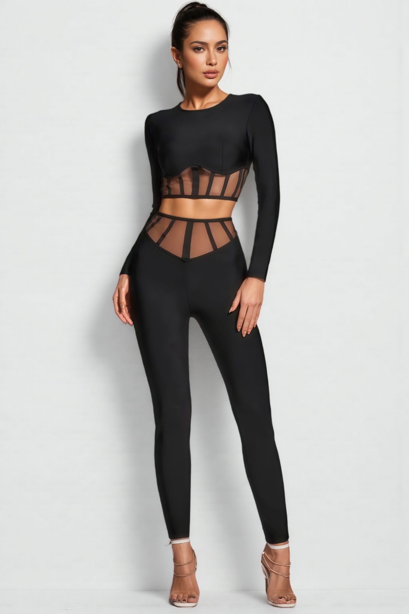 Ethan Mesh Cutout High Waisted Pants Set