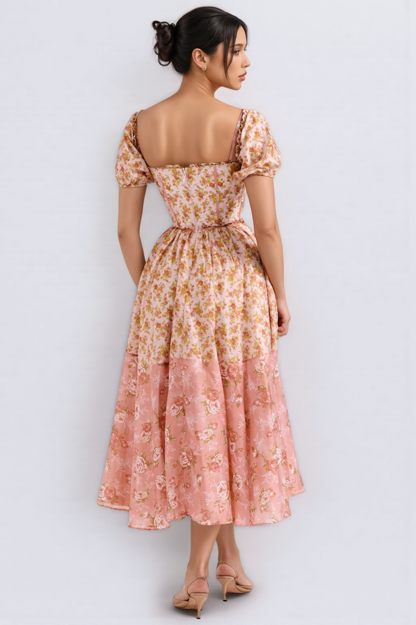Alexane Bubble Sleeve Floral Midi Dress