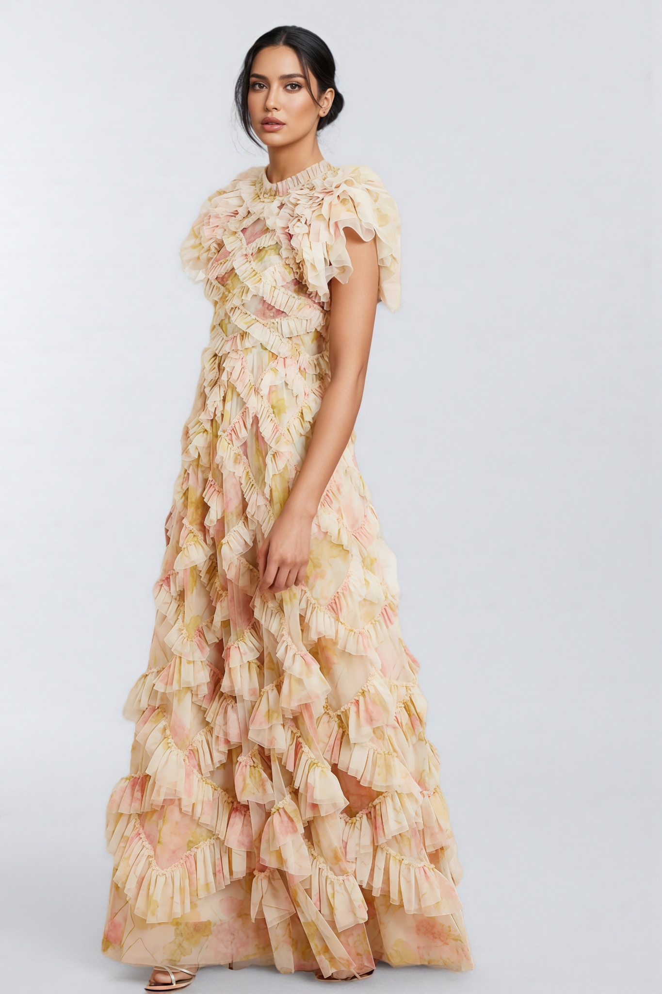 Alden Embroidered Printed Sleeveless Maxi Dress