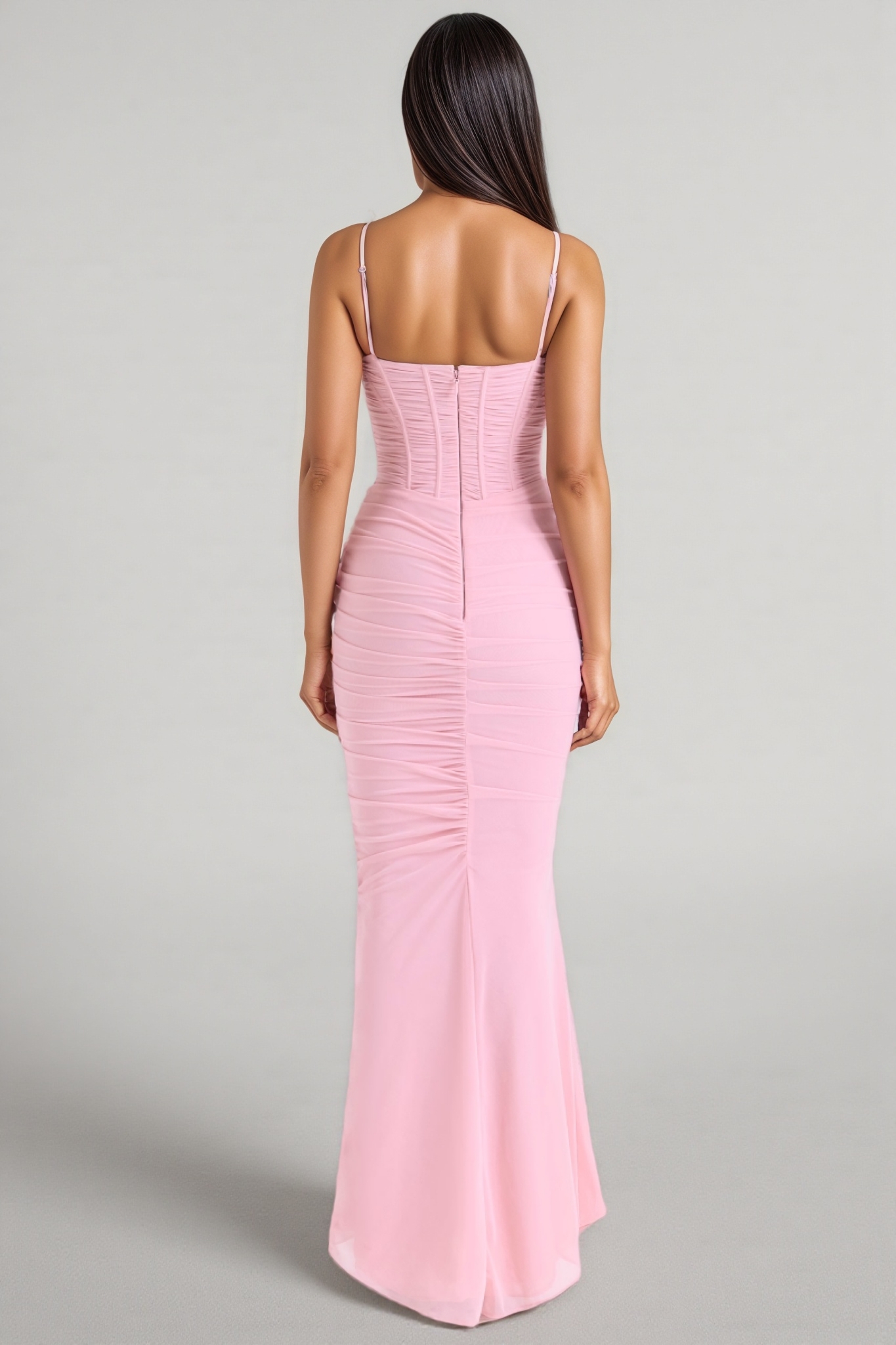 Ursin Pink Stretch Mesh Butterfly Maxi Dress
