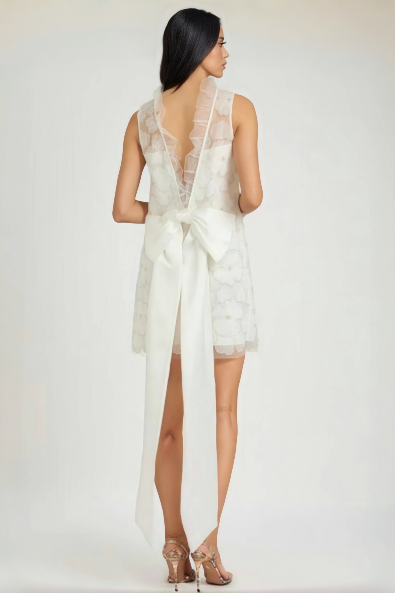 Aliyahe White Floral-Embellished Tulle Mini Dress