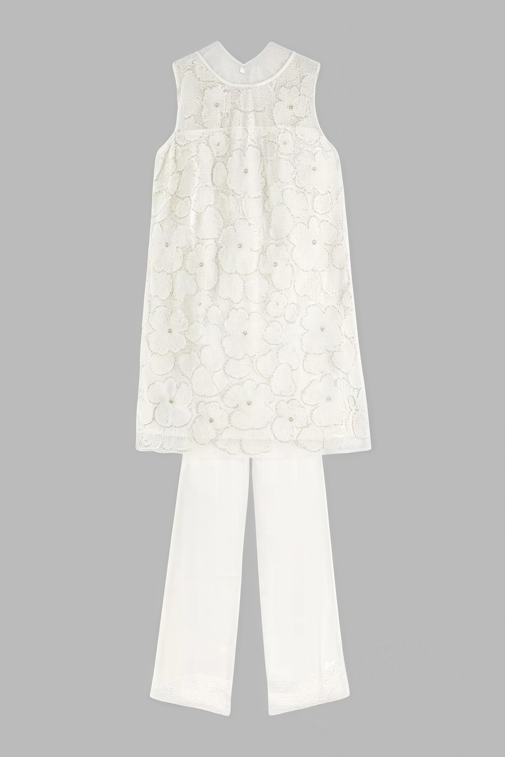 Aliyahe White Floral-Embellished Tulle Mini Dress