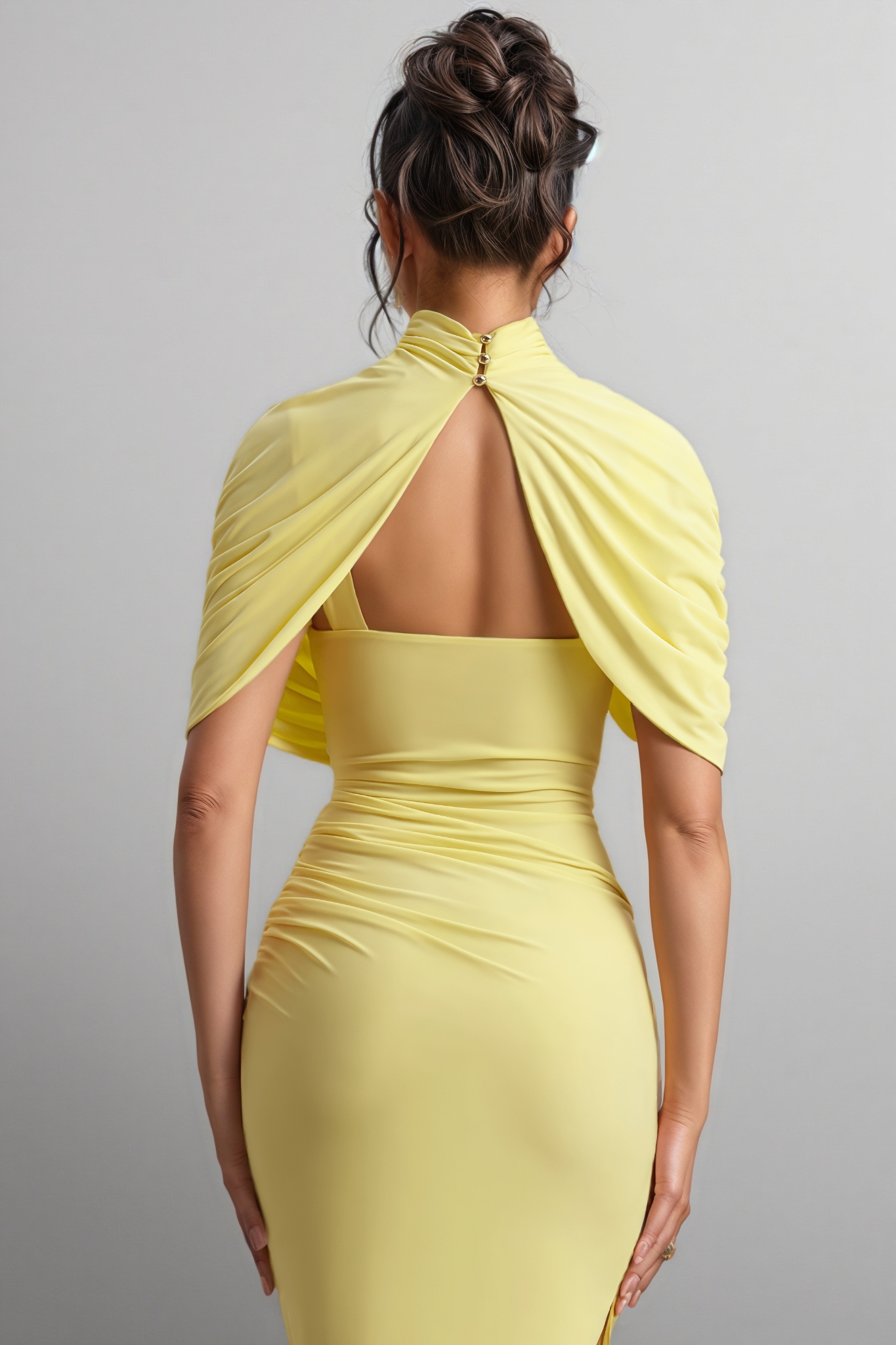 Orlitk Asymmetric Twisted Cape Maxi Dress