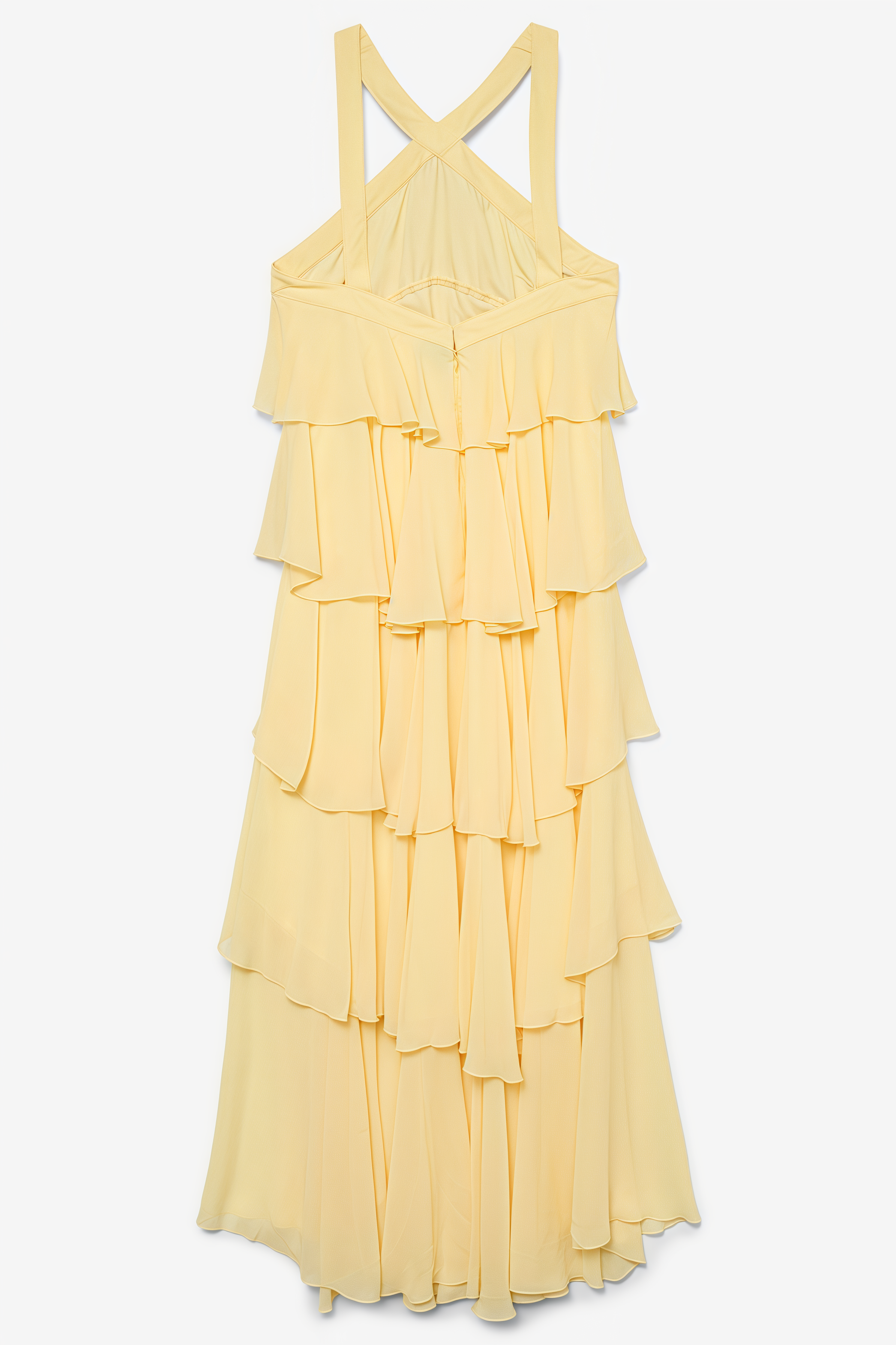 Kairot Yellow Backless 3D Flower Maxi Dress