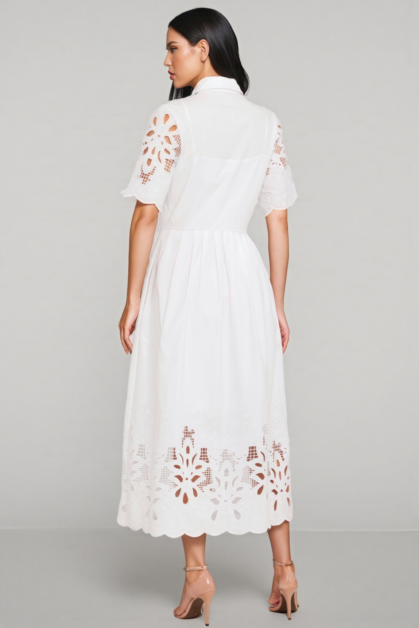 Olriced White Cutout Lapel Maxi Dress