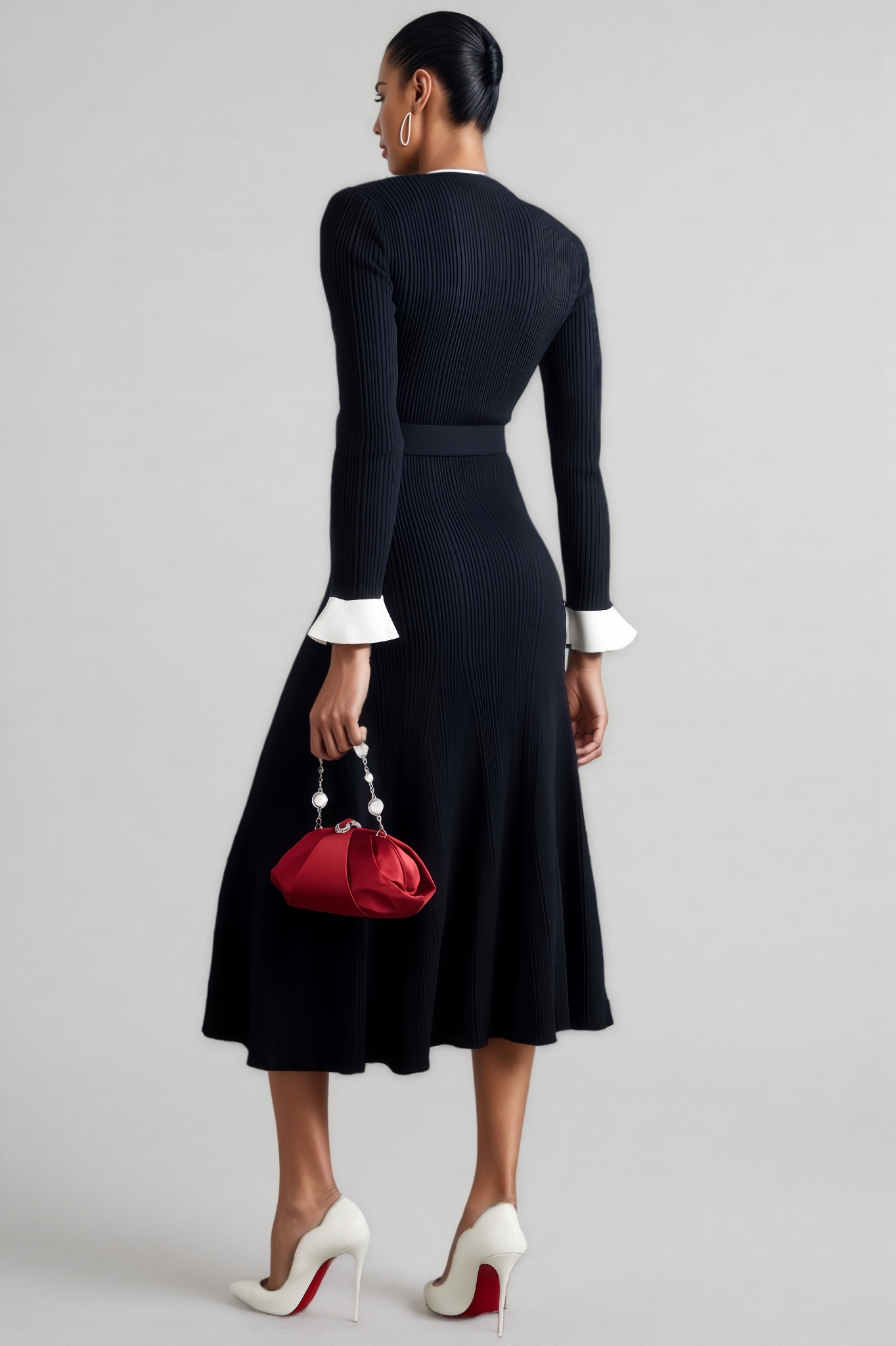 Anula Rib Knit Belted Midi Dress